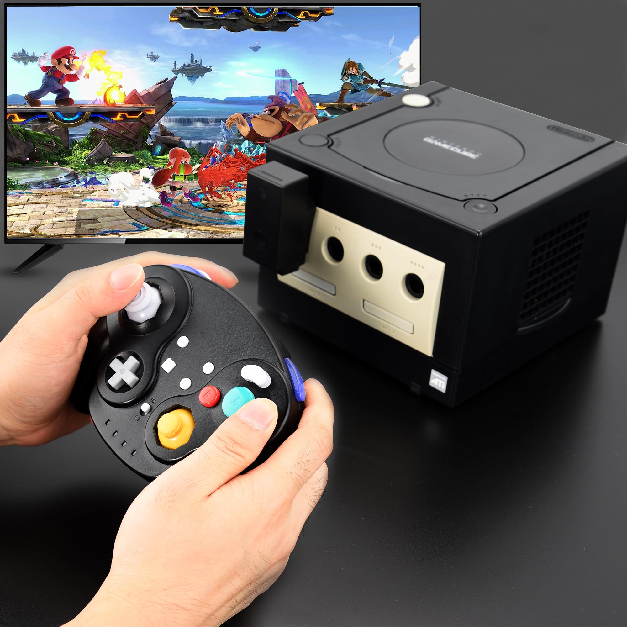 2 Pack 2.4GHz Wireless GameCube Controller for Nintendo Switch & PC - Rechargeable, Plug & Play with Vibration - Compatible with Windows, Mac, iOS, Raspberry Pi & Steam - Perfect for Super Smash Bros, Mario Kart & Retro Gaming