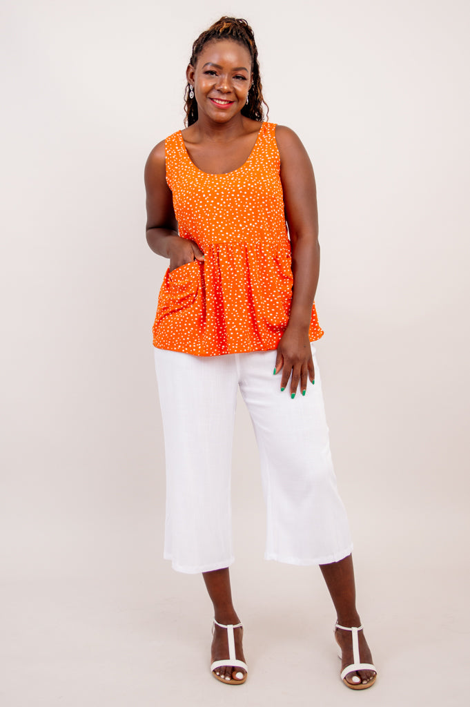 Kaya Top - Orange Polka Dot Blouse for Women | Final Sale | Perfect for Casual Outings & Summer Parties