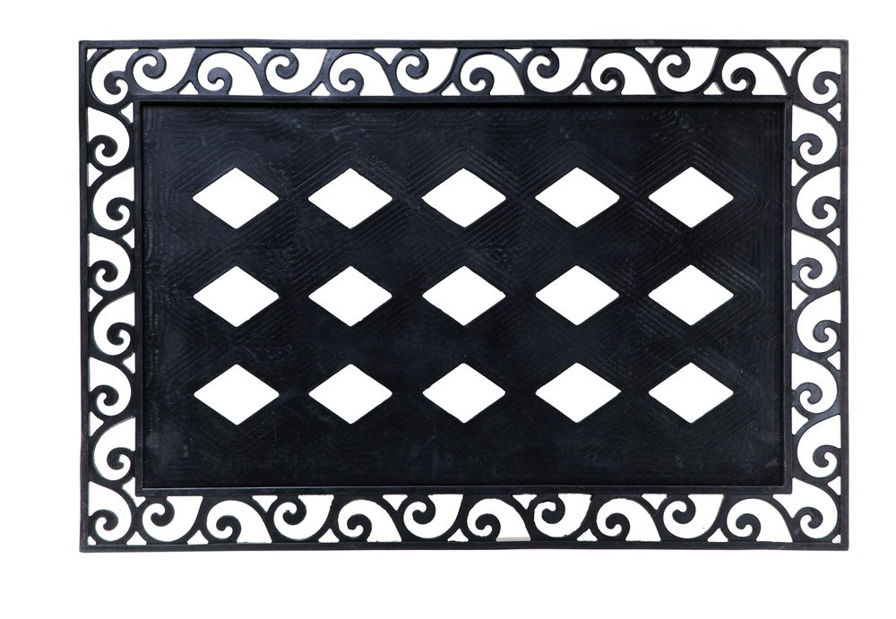 Evergreen Flag Black Cutout Scroll Embossed Welcome Mat Tray - 36