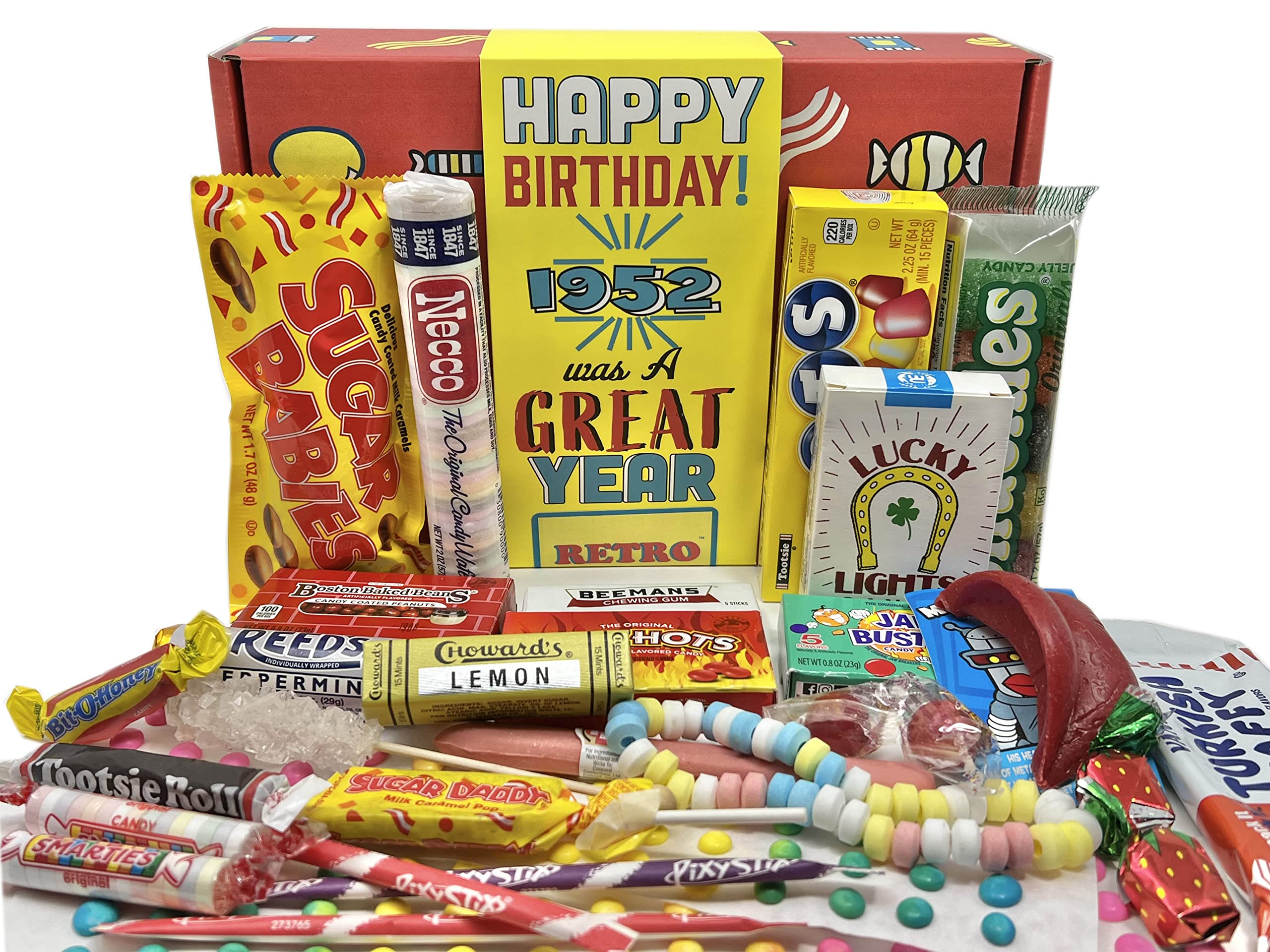 Vintage Candy Gift Box - Nostalgic 1952 Birthday Candy Mix for 73 Year Old Men & Women | Retro Sweets from Childhood | Perfect 73rd Birthday Gift Idea for Those Born in 1952 | Great for Birthday Parties, Surprise Gifts & Memory Lane Moments