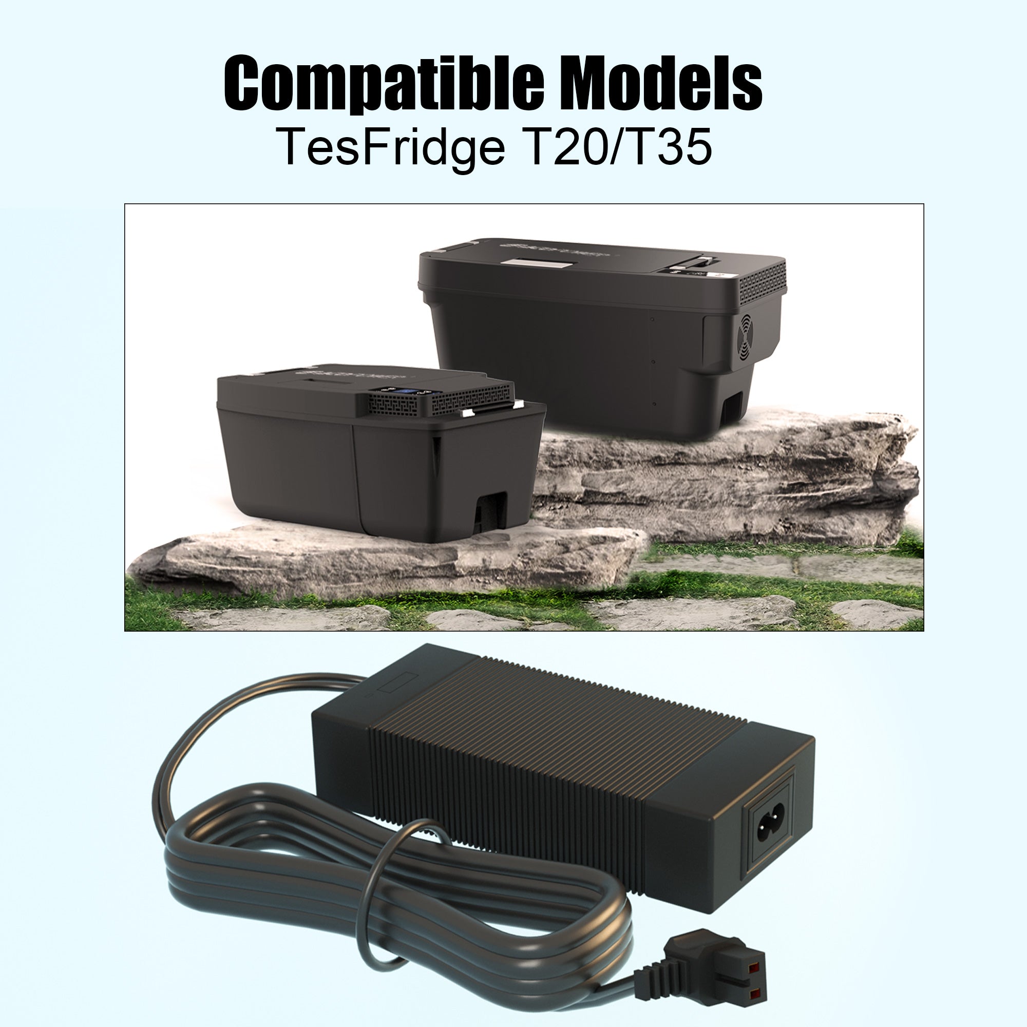 Original Title: AC Adapter for Tesla Fridge Freezer   Optimized Title: Universal AC Power Adapter for Tesla Refrigerator & Freezer - Compatible with Tesla Car Fridge, Camping, Road Trips & Outdoor Adventures
