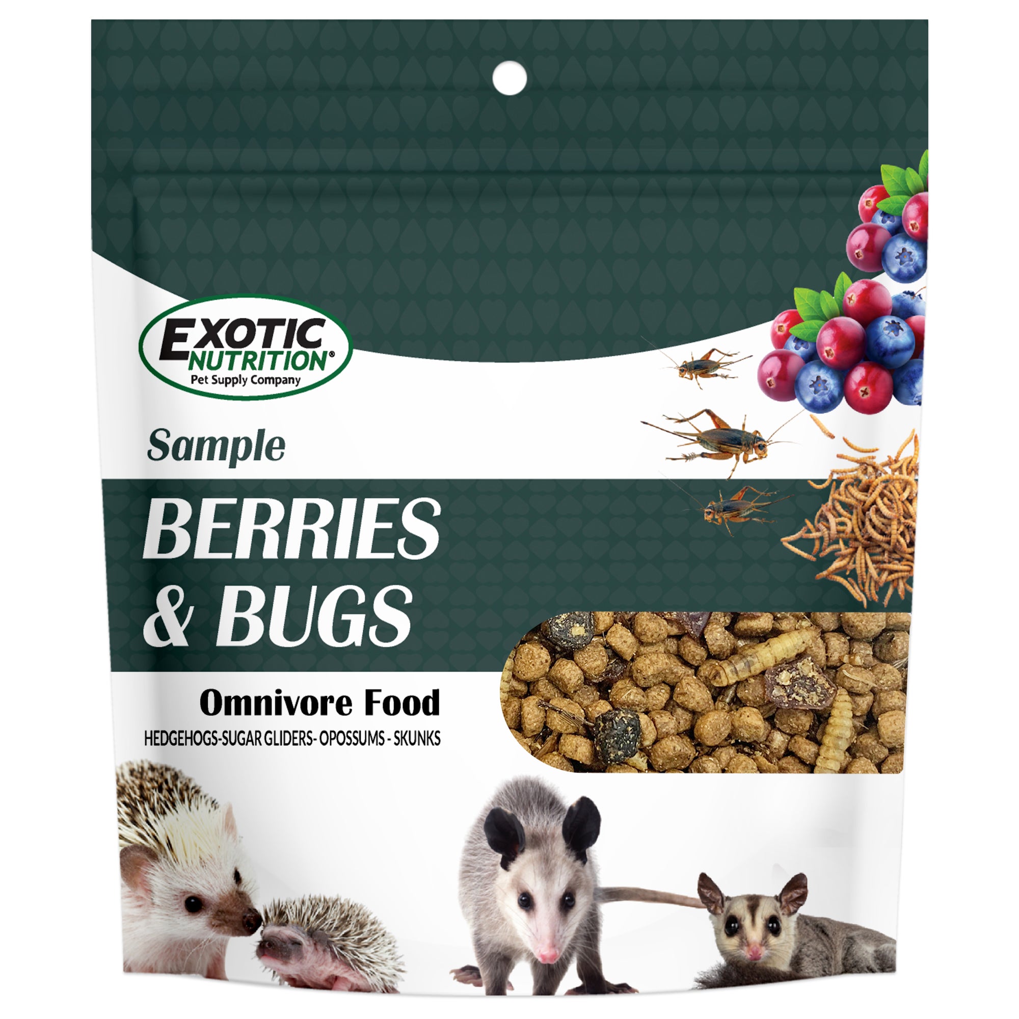 Premium Sugar Glider & Hedgehog Food - Berries & Bugs Blend - Nutritious Diet for Small Pets - Perfect for Feeding, Treats & Daily Nutrition