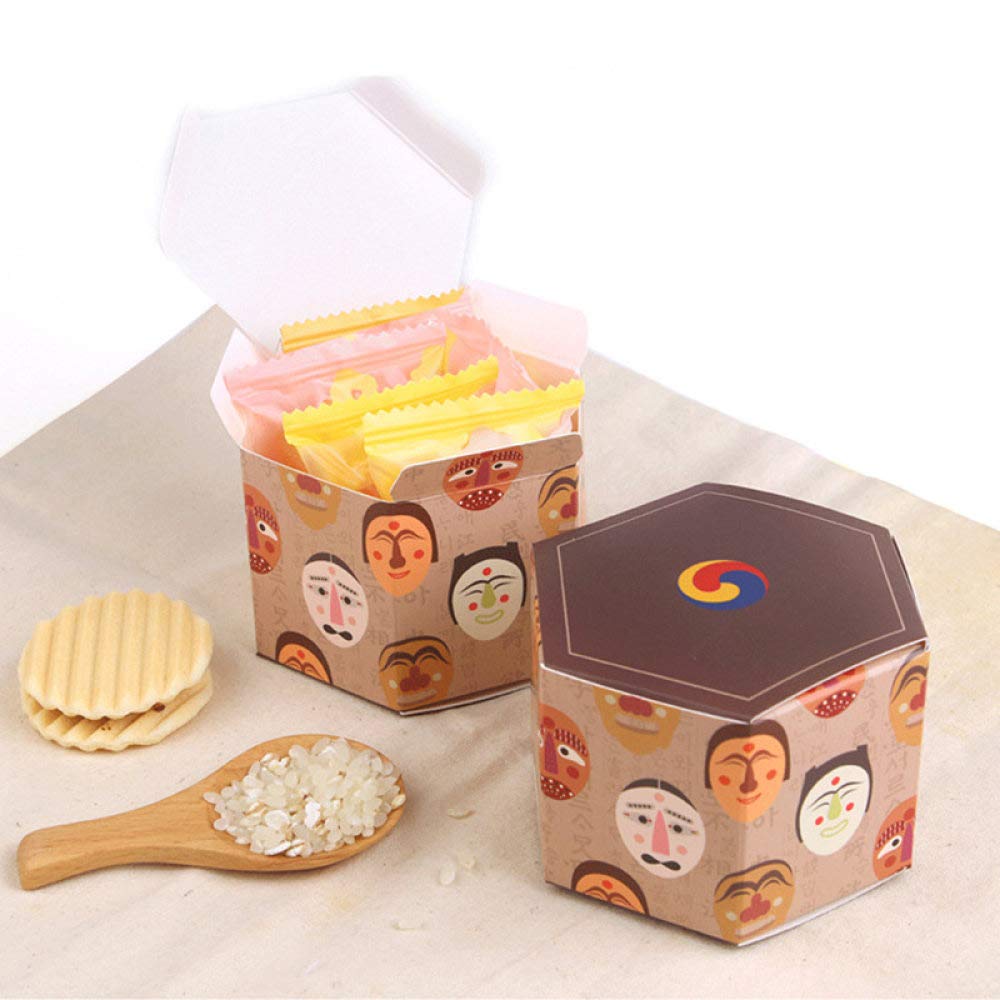 Japanese Sakura Flower Gift Box - 10Pcs Hexagon Candy Cake Packaging for New Year & Party