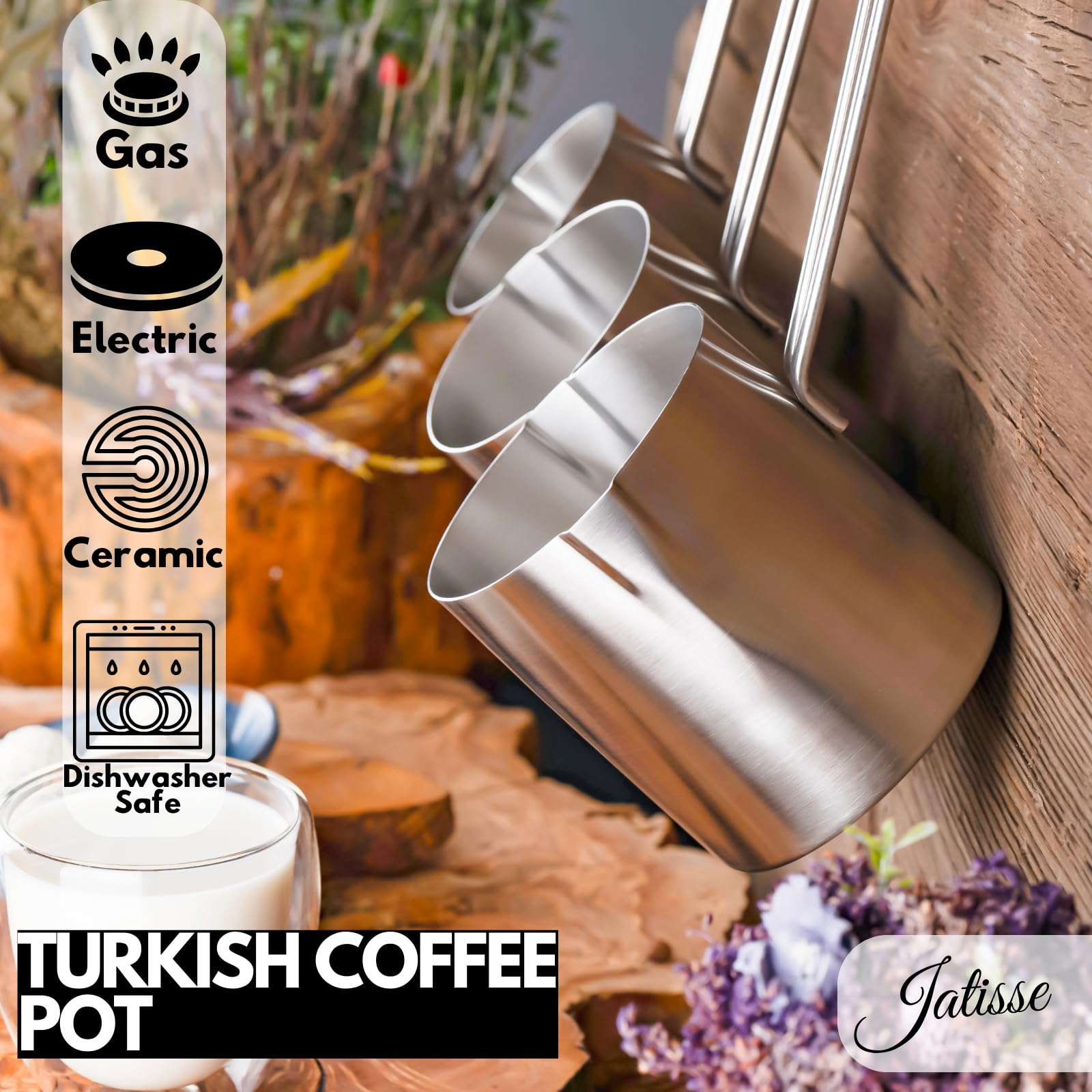 Authentic Turkish Coffee Pot 26.03 fl.oz - Traditional Cezve/Ibrik for Stovetop - Perfect for Turkish, Arabic & Greek Coffee Brewing - Ideal for Home, Camping & Gift Giving