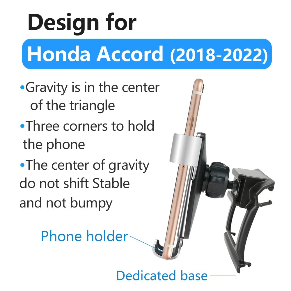 Premium Car Phone Holder Mount for Honda Accord 2018-2022 & Accord Hybrid - Universal Smartphone Cradle with Charging & Navigation Support - Perfect for Commuting, Road Trips & GPS Navigation