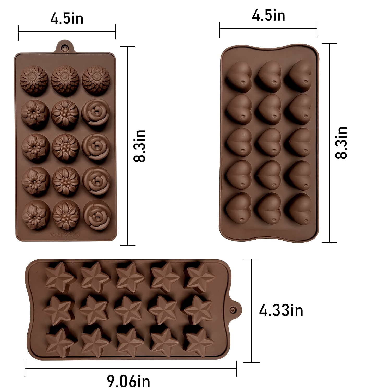 Premium Silicone Chocolate Molds for Baking - Reusable Candy, Cake & Jelly Pudding Molds - Perfect for DIY Desserts, Party Treats & Holiday Baking Gifts