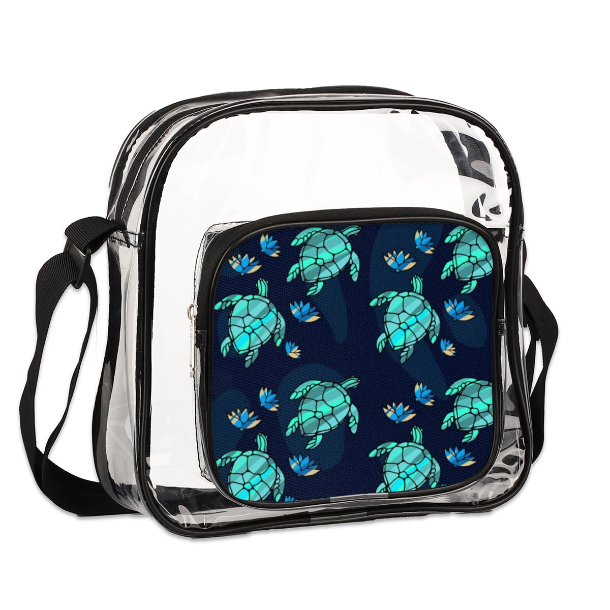 Turtle Dark Blue Clear Crossbody Purse - Stadium Approved Transparent Bag for Women & Men - Perfect for Festivals, Sports Events & Small Concerts - Lightweight & Secure