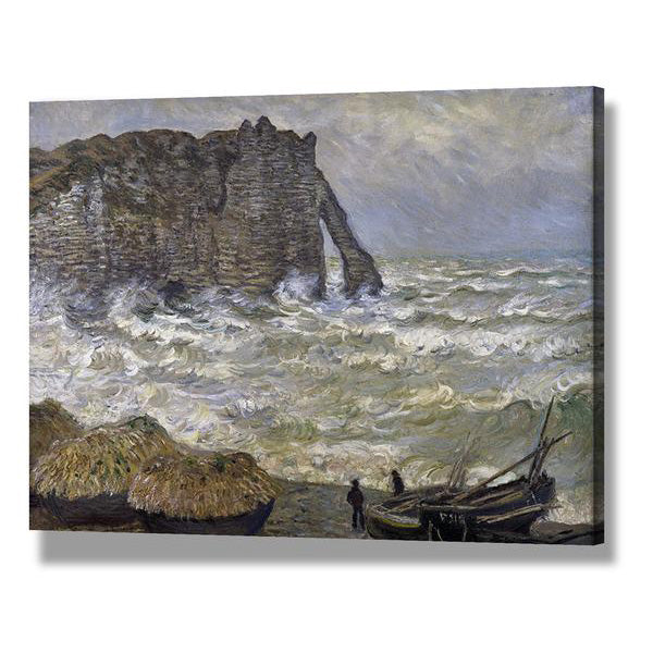Claude Monet Waves Breaking Wall Art Decor - Ocean Painting Canvas Print for Living Room, Bedroom & Office - Coastal Home Decor & Modern Interior Design
