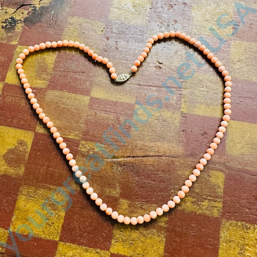 Vintage 5mm Coral Beaded Necklace 22 Inch - Elegant Boho Jewelry for Women, Perfect for Beach Weddings, Summer Parties & Layered Necklace Styling