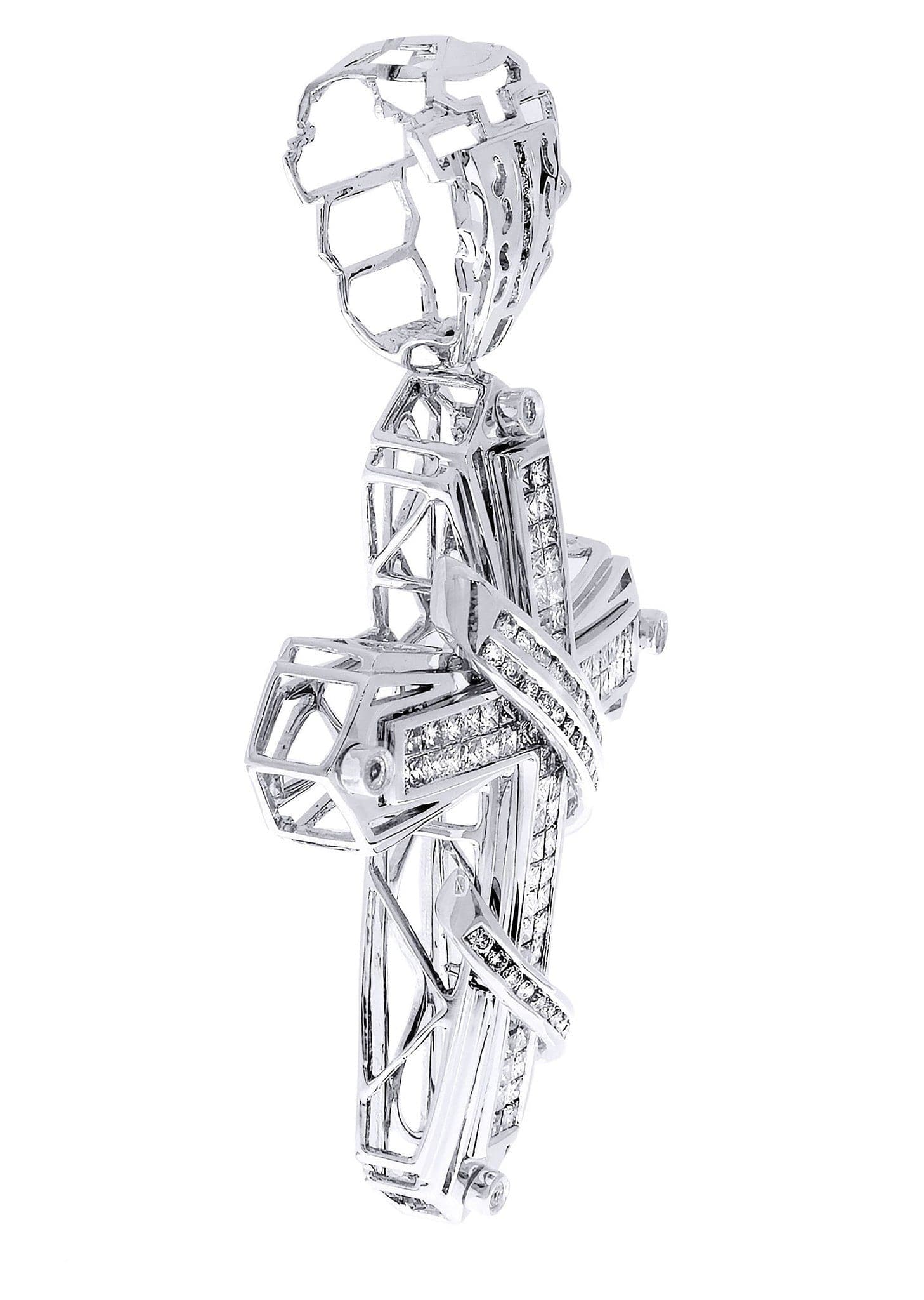 3.65 Carat Diamond Cross Pendant Necklace - 19.83 Grams Solid Gold Religious Jewelry for Women - Perfect for Baptism, First Communion & Special Occasions