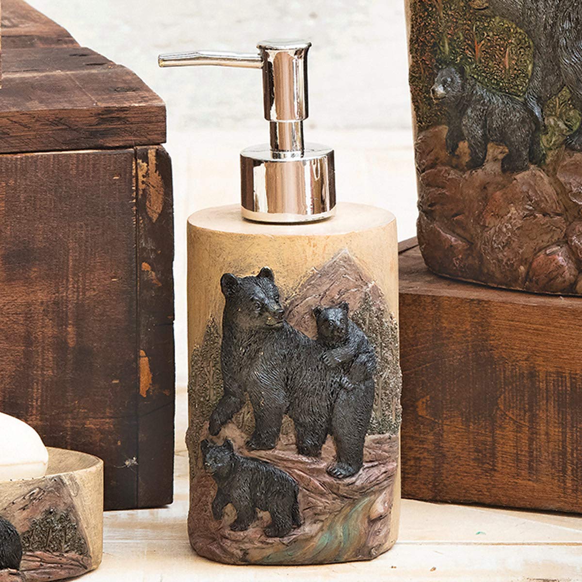 Black Forest Bear Lotion Pump for Home & Spa Decor