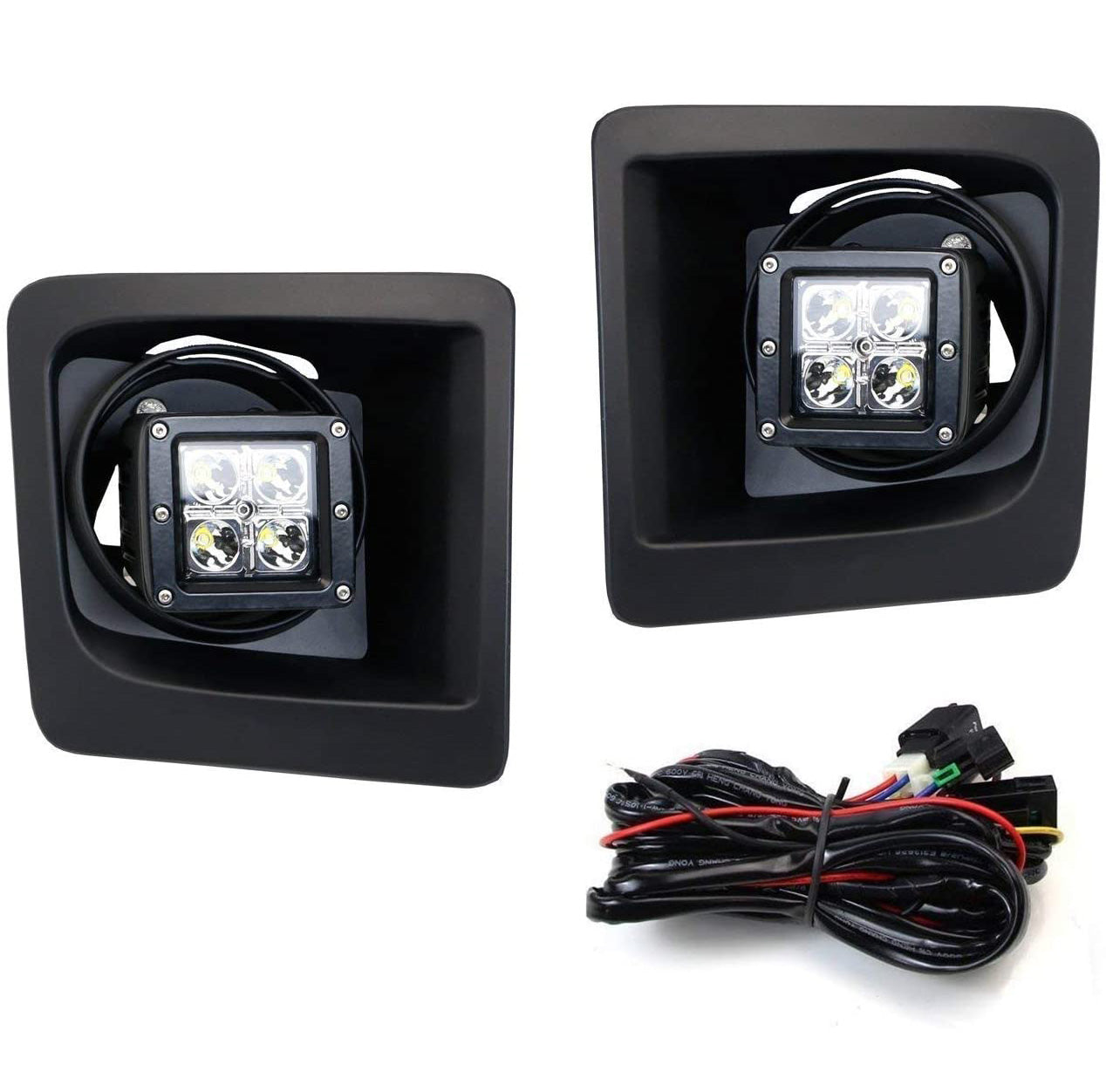 40W CREE LED Pods with Fog Light Cover & Bracket Mounts - Compatible with 2014-2015 GMC Sierra 1500 - Off-Road Lighting, Truck Accessories for Foggy Conditions & Night Driving