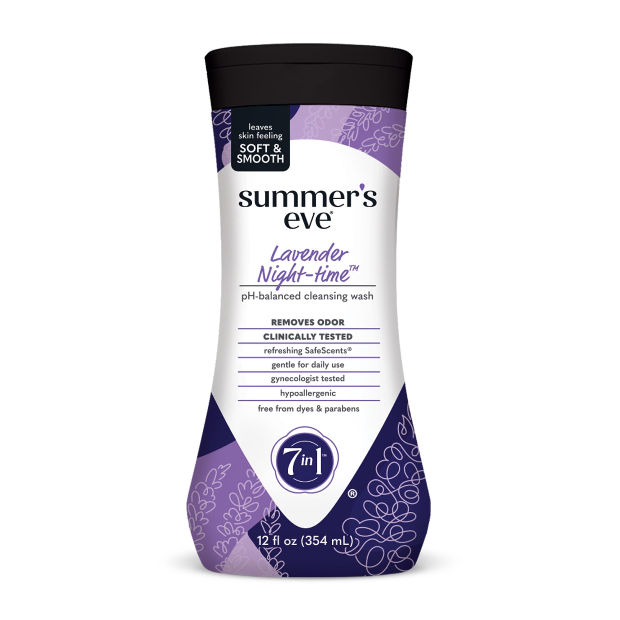 Summer's Eve Lavender Night-time Feminine Body Wash - pH Balanced Odor Control for Women, 12 fl oz | Gentle Daily Cleanser for Intimate Hygiene & Overall Refreshment