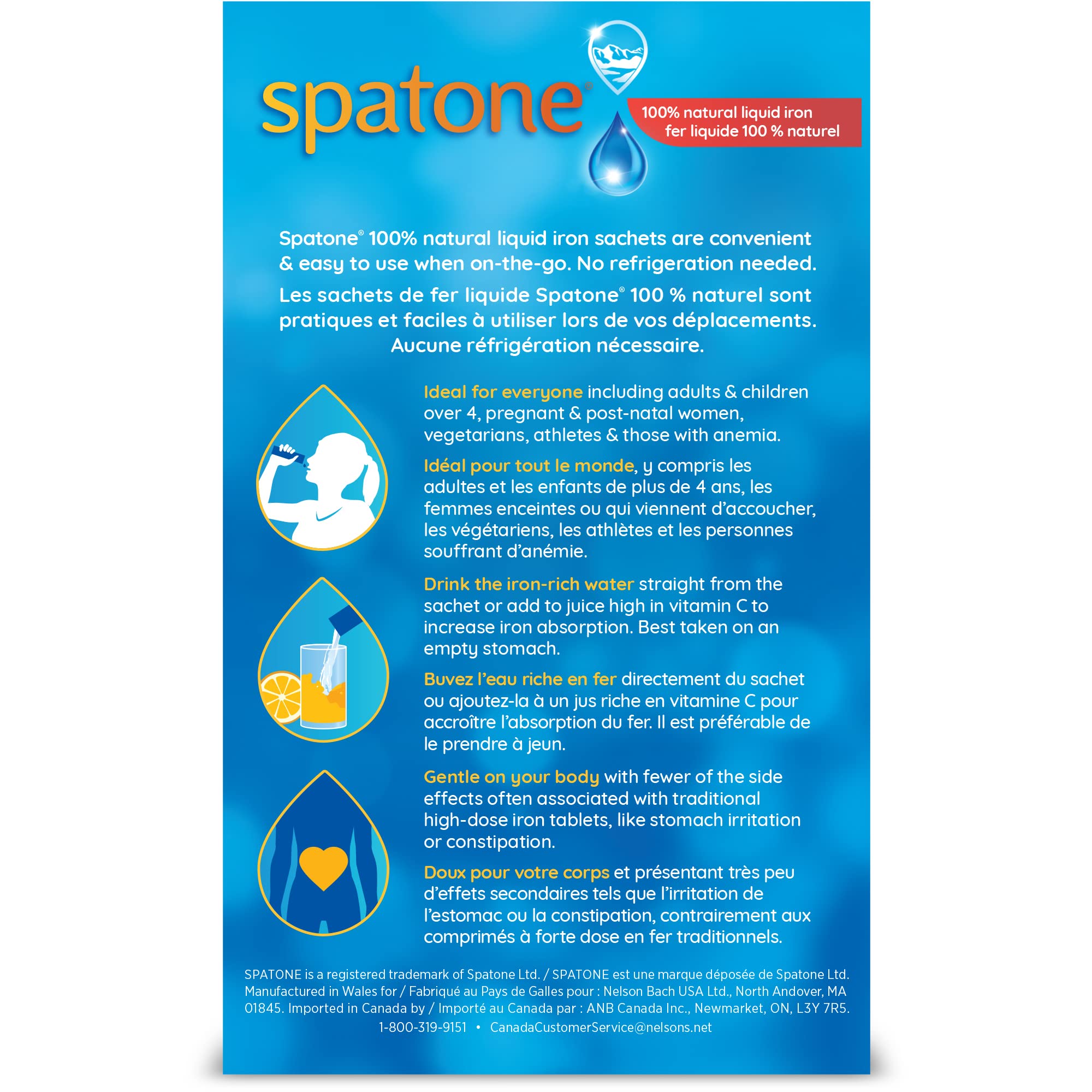 SPATONE Liquid Iron Supplement - 1 Month Supply (28 Sachets) for Energy Boost & Anemia Relief - Easy to Take Daily Iron Support for Adults & Kids