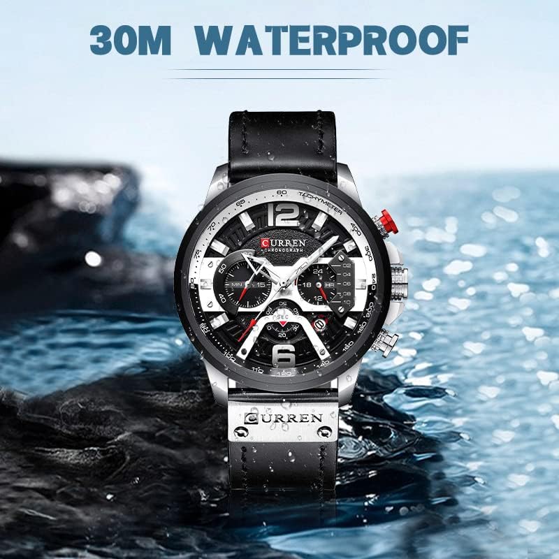 Luxury Men's Business Chronograph Watch - Waterproof Analog Quartz Wristwatch with Leather Strap | Perfect for Office, Formal Events & Everyday Wear
