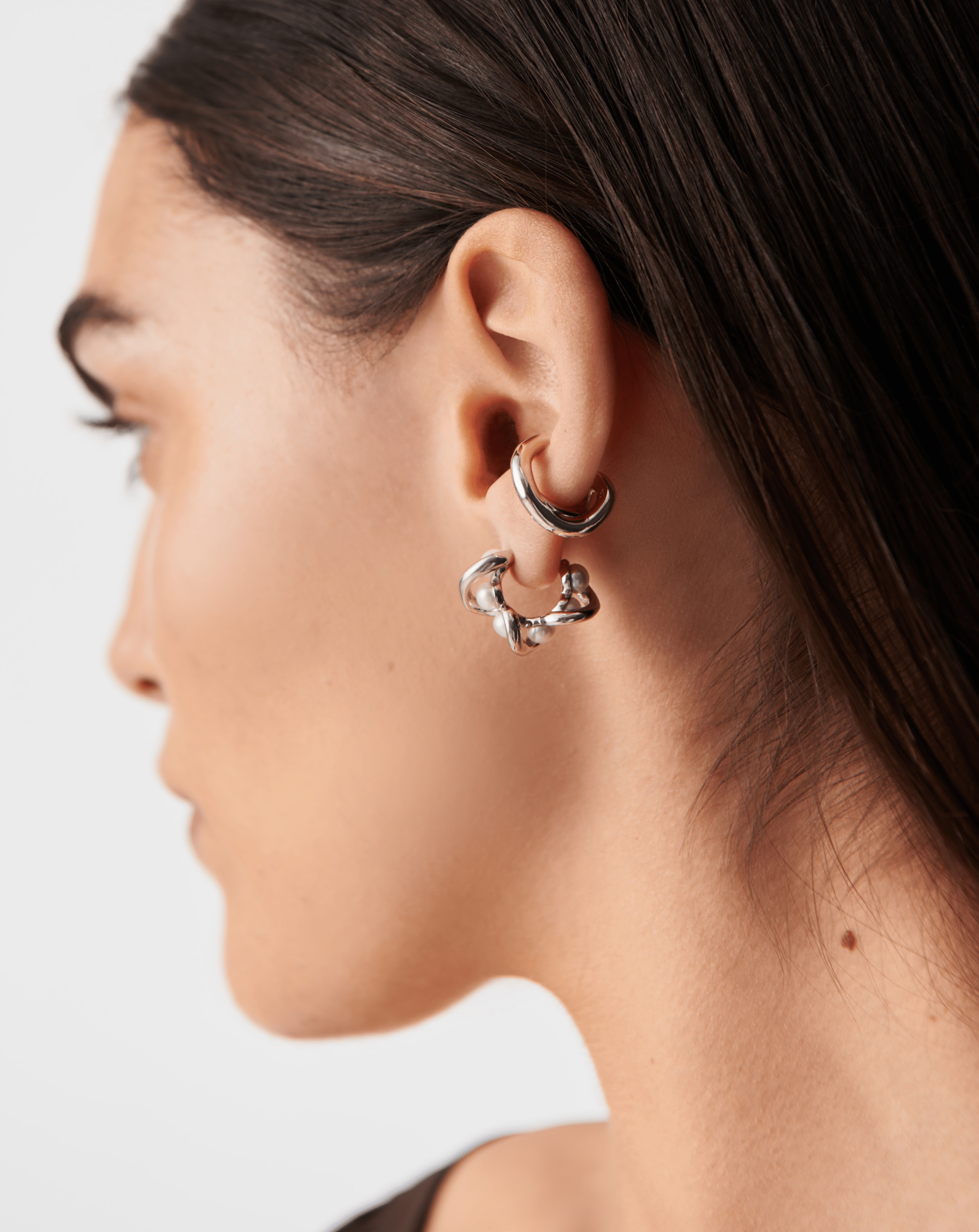 Stylish Molten Ear Cuff Silver Plated - Trendy Boho Earrings for Women, Perfect for Parties, Weddings & Everyday Wear