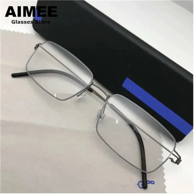Aimee Unisex Full Rim Square Screwless Titanium Alloy Eyeglasses Frame 19425 - Lightweight Durable Glasses for Men & Women, Perfect for Work, Reading & Daily Wear