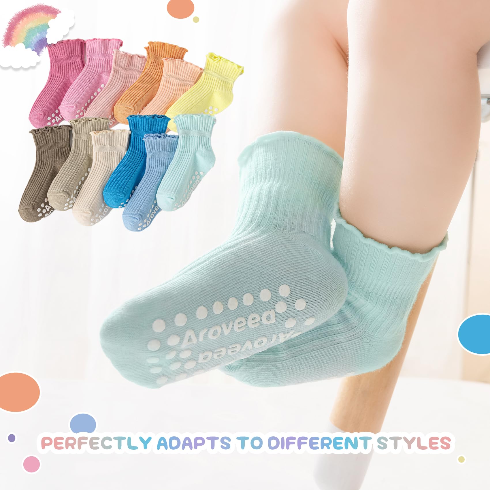 Non-Slip Baby & Toddler Socks 12-Pack | Cotton Grip Socks for Boys & Girls (6M-7 Years) | Cute Ankle Socks for Playtime, Daycare & Home Use | Perfect for Crawling, Walking & Indoor Activities | Ideal for Playdates, Nursery & Learning to Walk | Great for Playground, Preschool & Family Outings