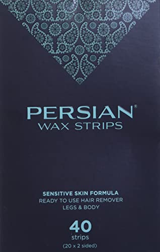 Persian Wax Strips for Legs, Body, Bikini & Underarms - 40 Hair Removal Strips with Soothing Aftercare Oil - Perfect for Smooth Skin at Home or Salon