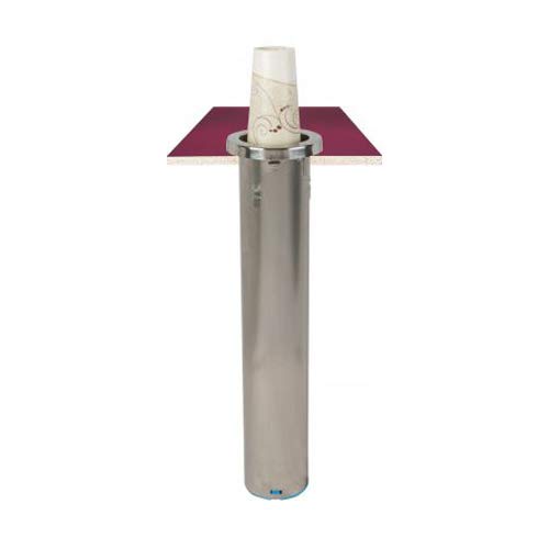 San Jamar Stainless Steel In-Counter Cup Dispenser - Holds 12-24 Oz Cups for Restaurants, Cafeterias & Fast Food - 23.5 Inch Commercial Drinkware Organizer (Silver) - Perfect for Quick Service Counters, Buffet Lines & Self-Serve Beverage Stations