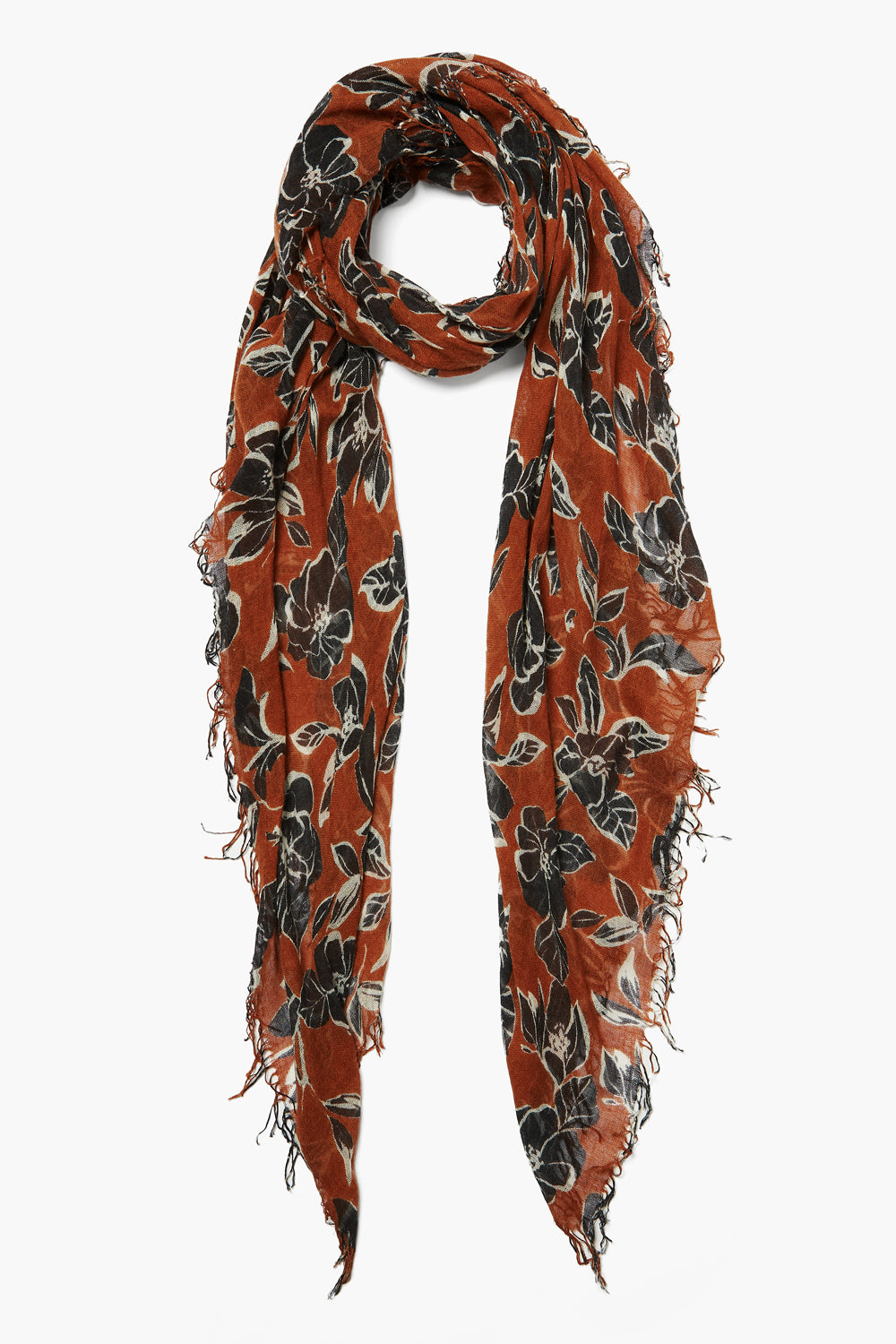 Luxury Cashmere and Silk Scarf - Soft Umber Floral Print Shawl for Women - Perfect for Winter Fashion, Office Wear & Gift Giving