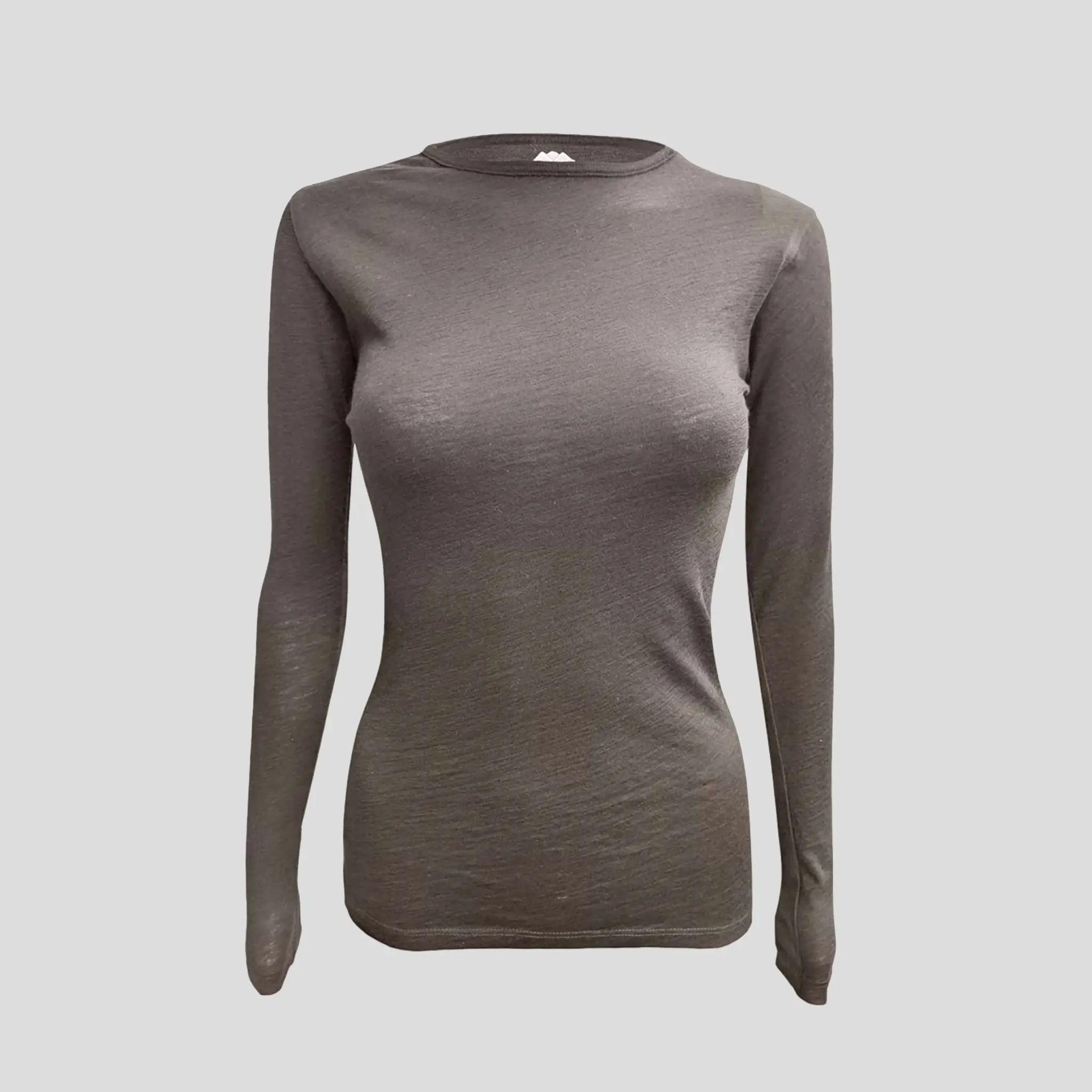 Ultralight Women's Alpaca Wool Long Sleeve T-Shirt - 160 GSM Soft & Warm Base Layer for Winter Hiking, Yoga & Casual Wear