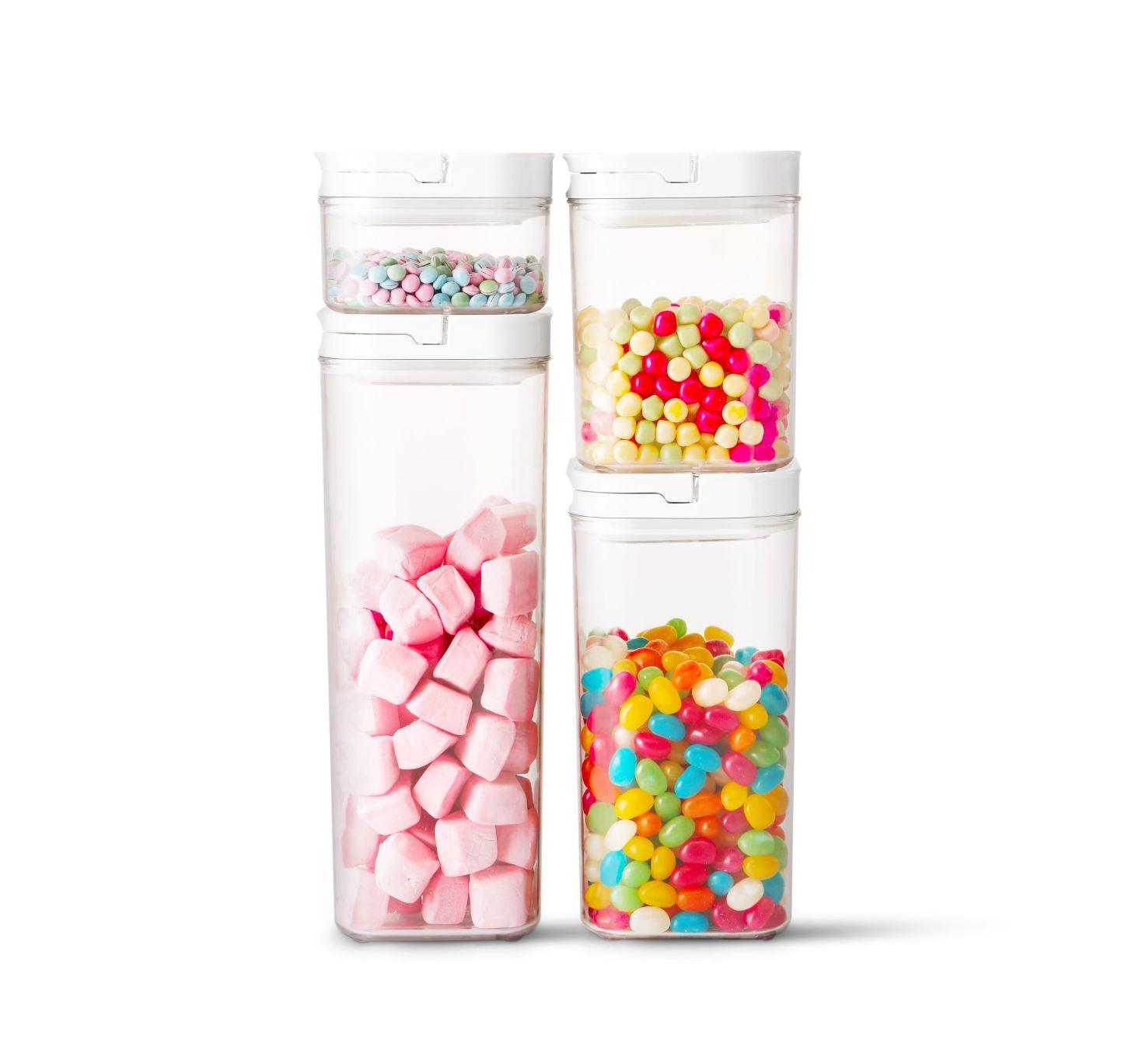 8-Pack White Flip Top Canisters for Kitchen Storage - Perfect for Flour, Sugar, Coffee & Dry Food Organization