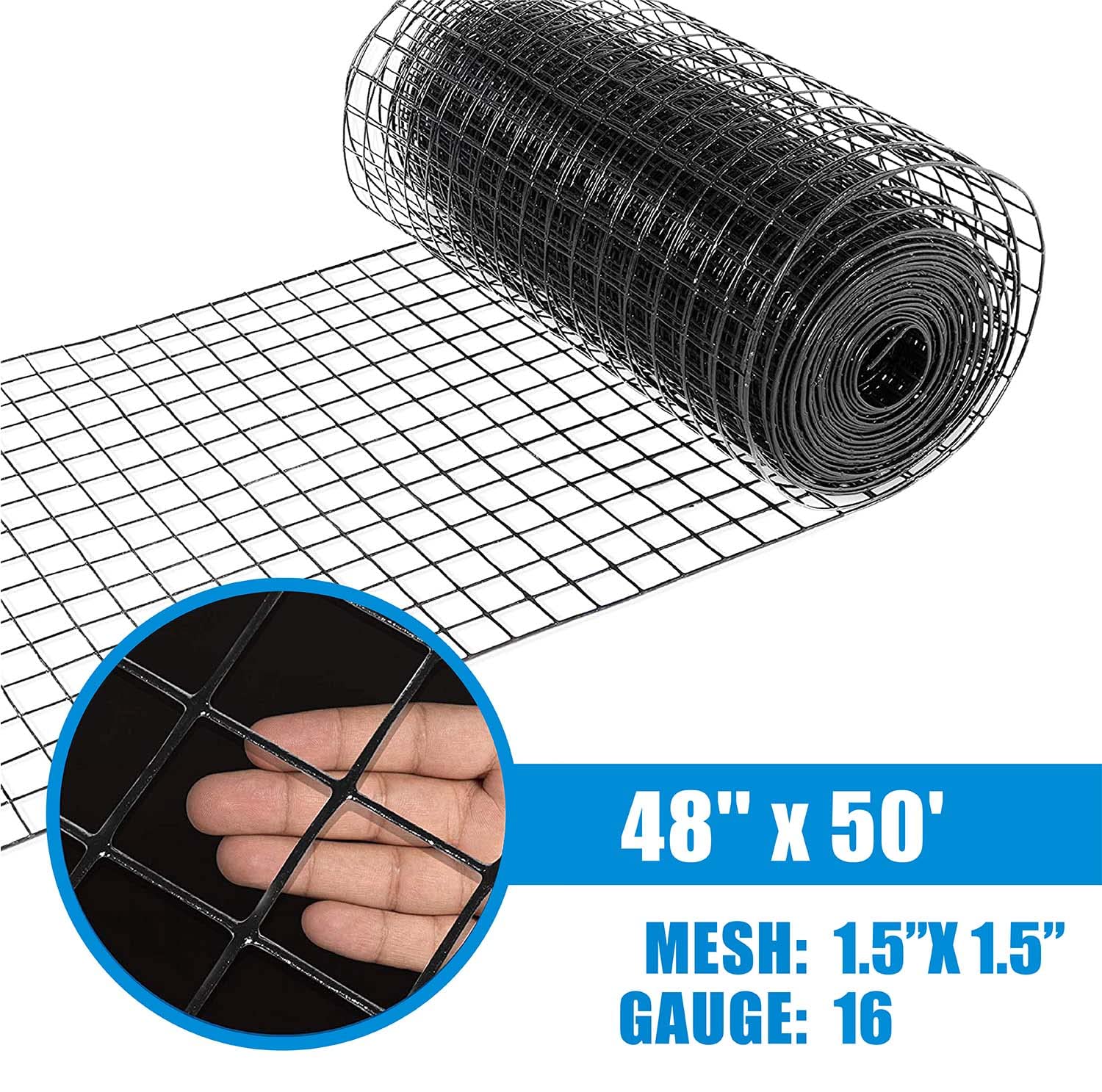 16 Gauge Black Vinyl Coated Welded Wire Mesh - 1.5