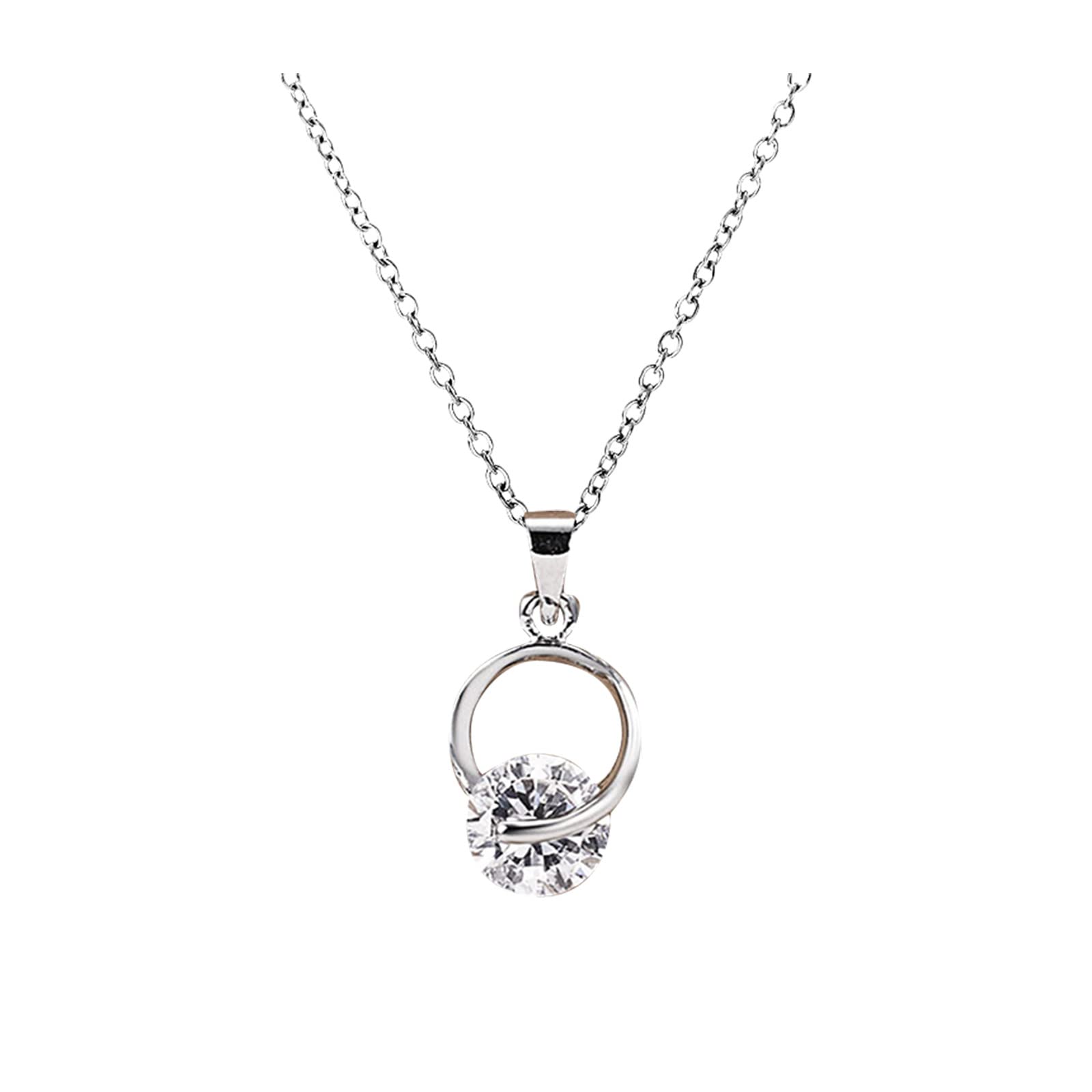 Elegant Titanium Steel Party Necklace for Women - Shiny Stone Clavicle Chain with Natural Diamond Pendant - Fashion Jewelry for Evening Events, Date Nights & Special Occasions (One Size)