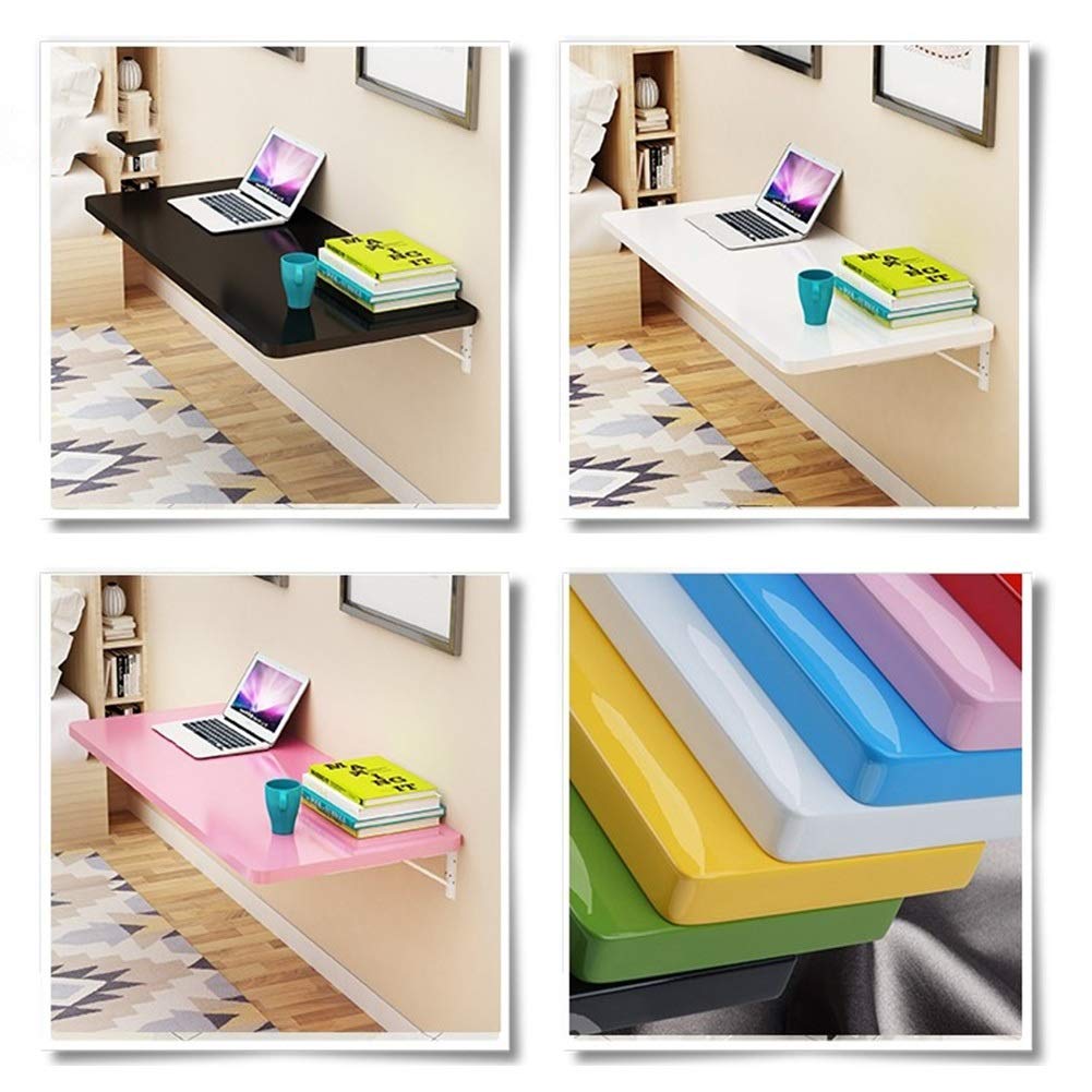 HUAHUA Wall-Mounted Drop-Leaf Folding Table - Space-Saving Kitchen & Dining Desk, Home Office Workstation with 80x50cm White Surface | Perfect for Small Apartments, Dorms & Compact Workspaces