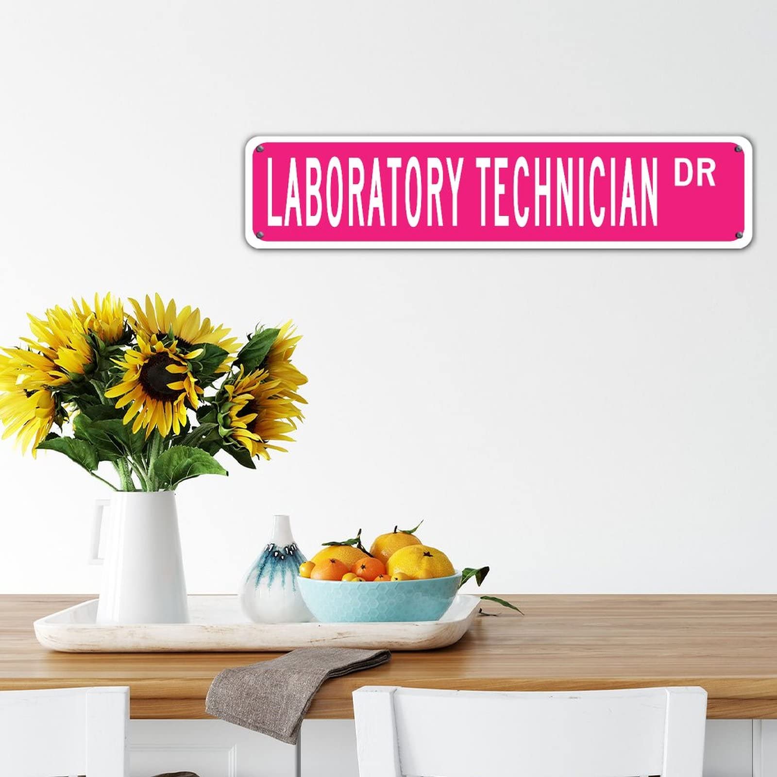 Custom UV Printed Aluminum Sign - Farmhouse Pure Pink 4x18in - Perfect for Office, Garage, Restaurant & Garden Decor - Easy to Mount Road Sign for Laboratory Technicians & Career Professionals