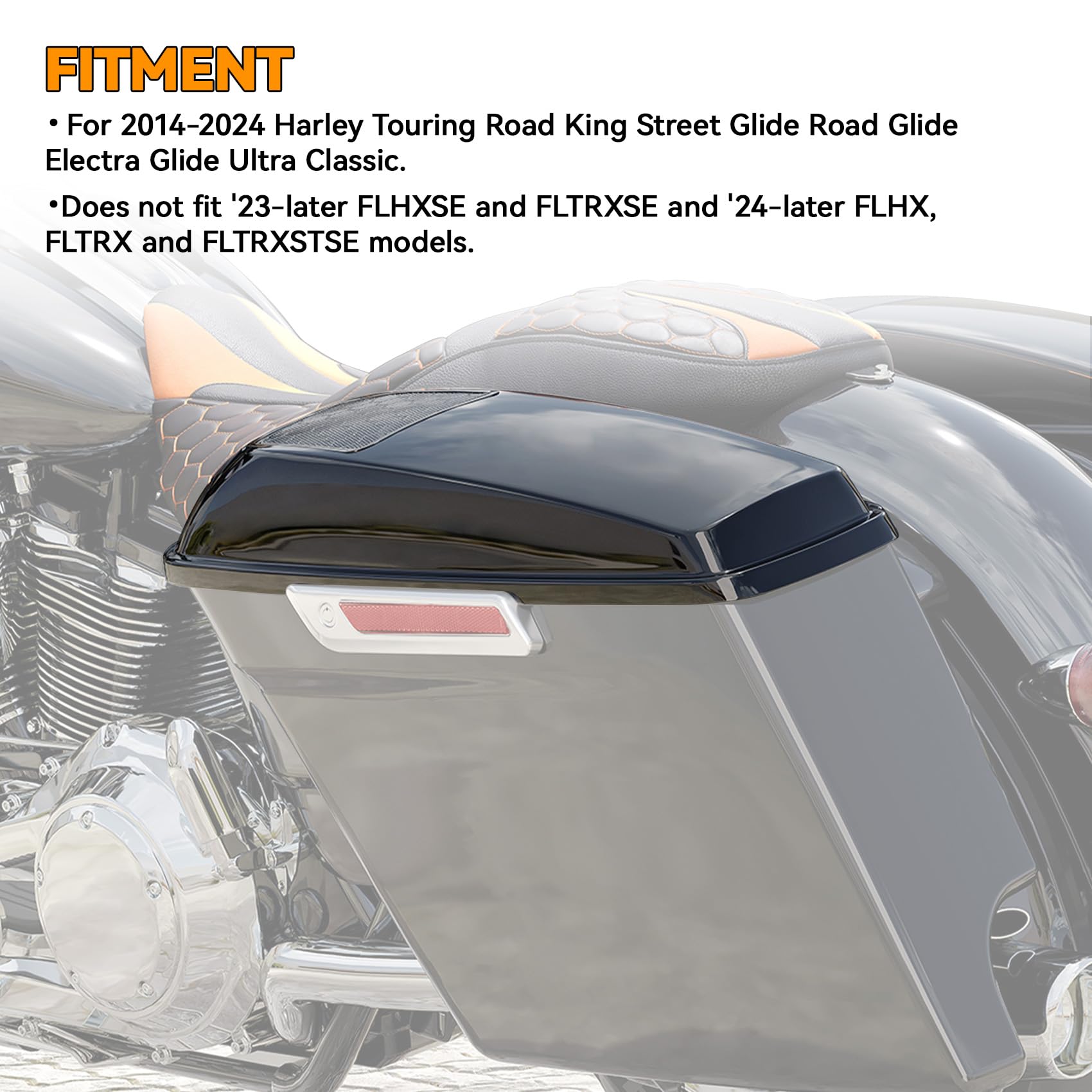 XFMT 6X9 Cutout Grills Saddlebag Speaker Lids for Harley Touring Road King Street Electra Glide 2014-2024 (Vivid Black) - Premium Motorcycle Audio Upgrade for Enhanced Riding Experience