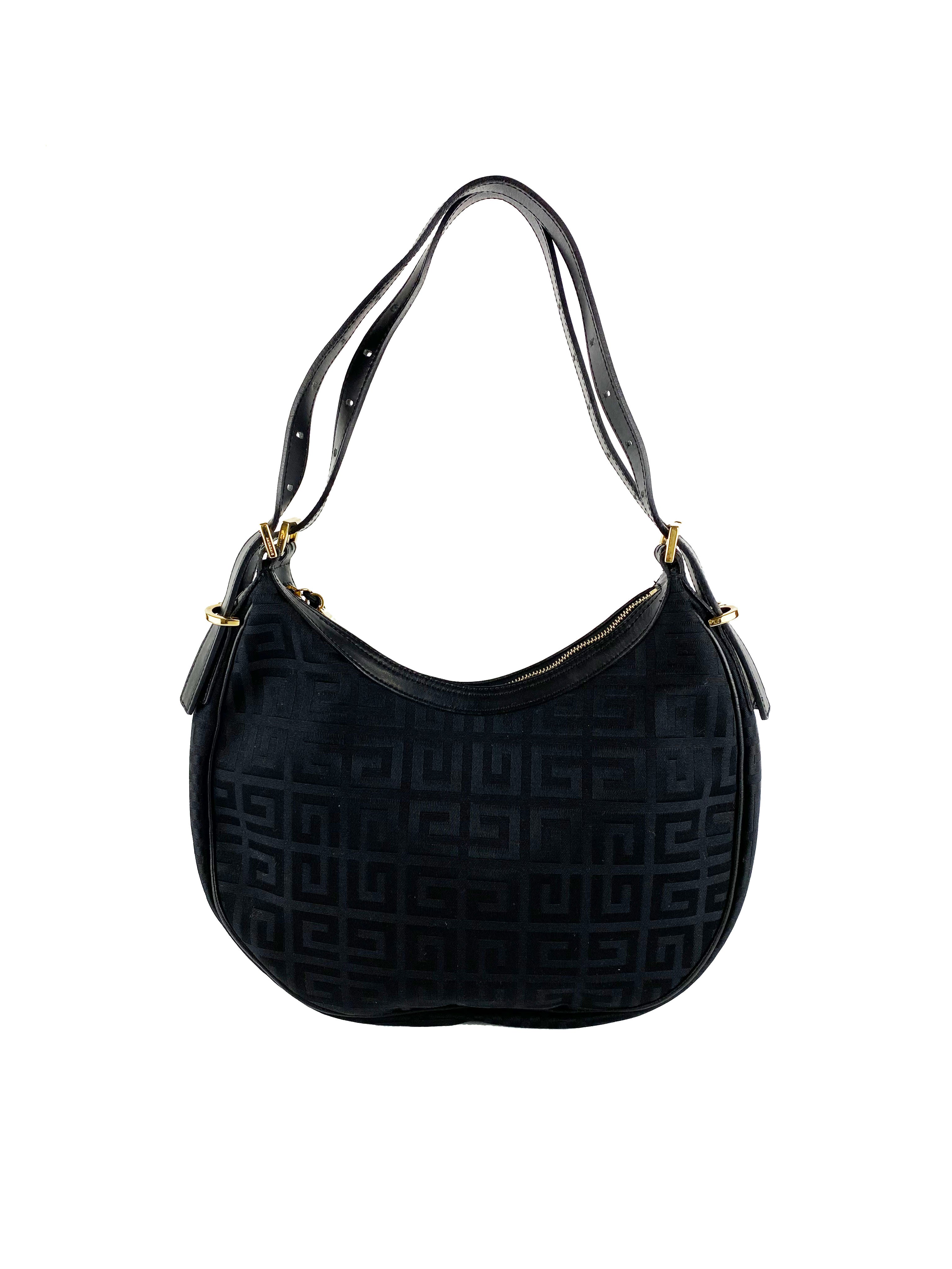 Givenchy Black Monogram Canvas Hobo Bag - Luxury Designer Shoulder Bag for Women | Perfect for Work, Travel & Evening Events