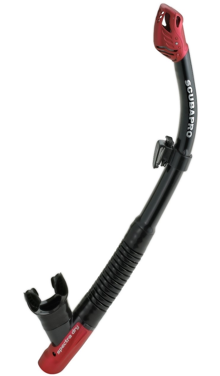 Scubapro Spectra Dry Snorkel - Black & Red Snorkeling Gear for Scuba Diving, Swimming & Ocean Adventures | Comfortable & Safe Snorkel for Adults & Kids