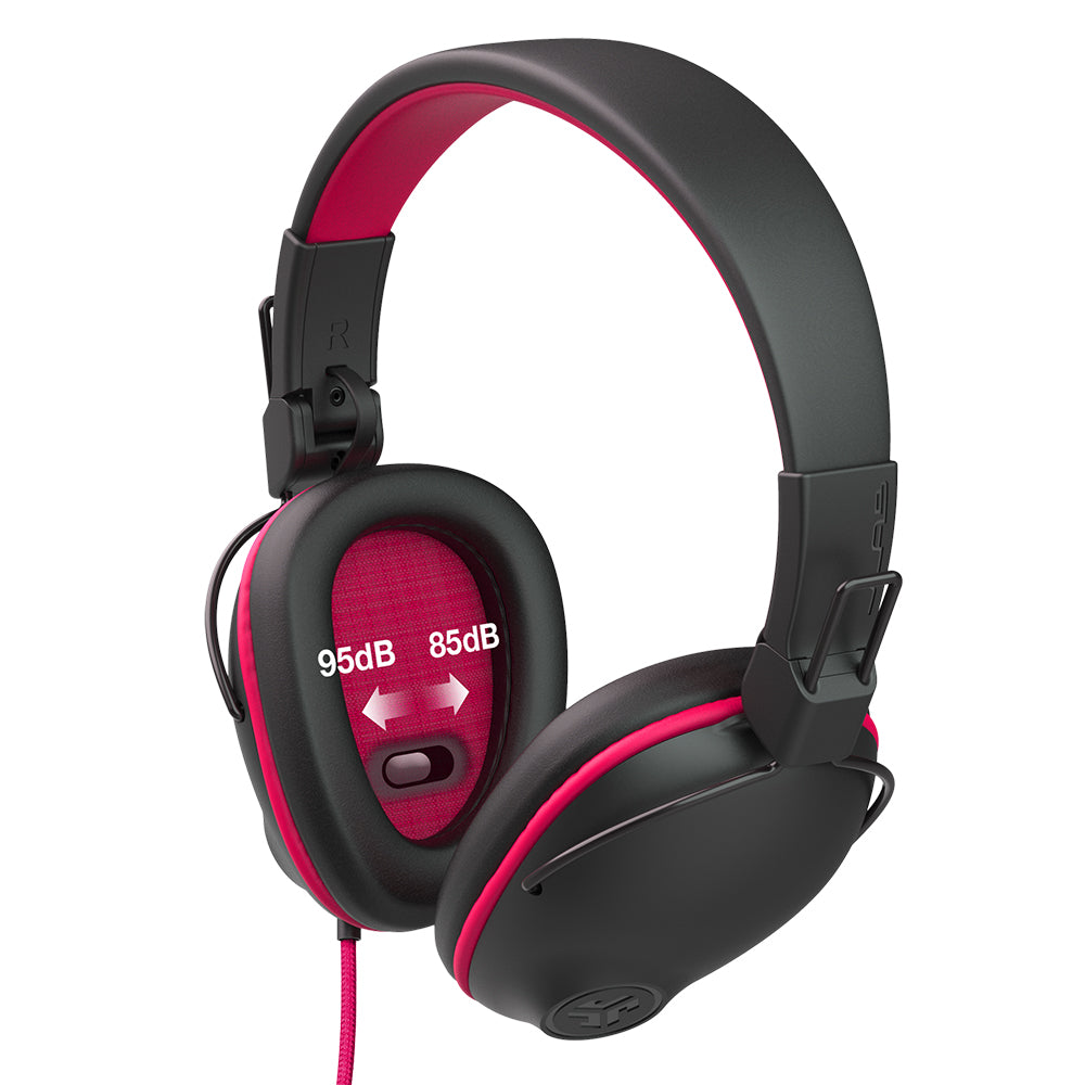 JBuddies Pro Wired Over-Ear Headphones for Kids - Volume Limited Safe Listening (Pink) - Perfect for School, Travel & Online Learning