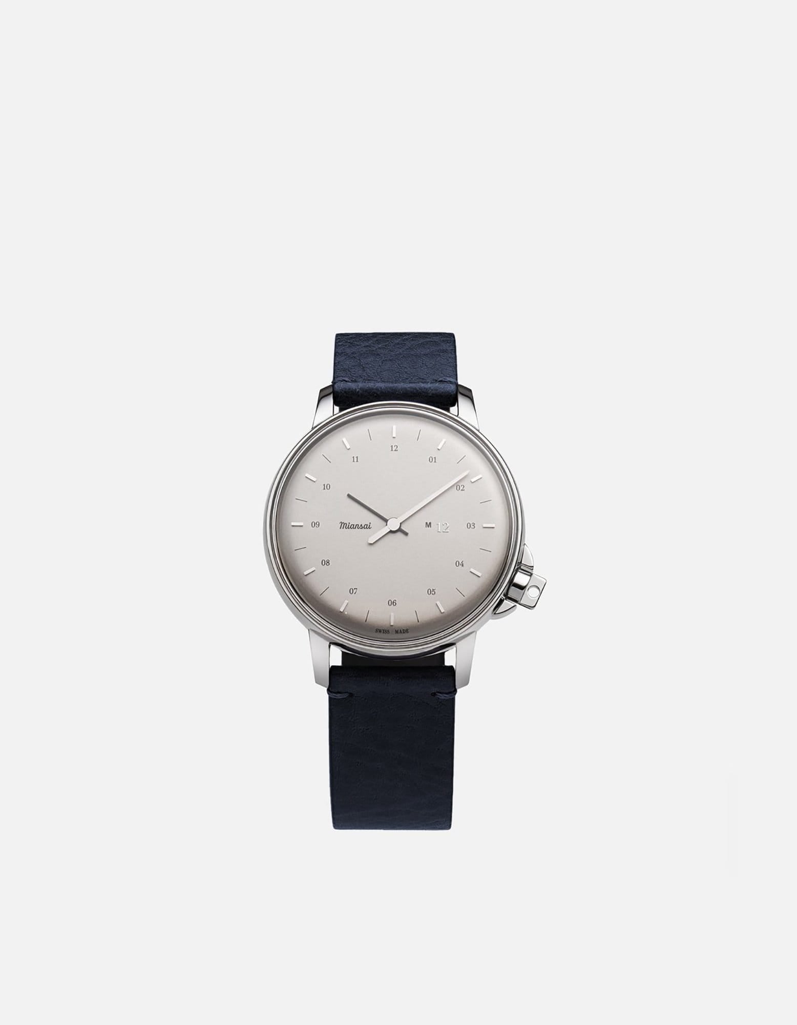 M12 Swiss Silver Dusk Leather Watch for Men - Luxury Waterproof Chronograph Wristwatch - Perfect for Business, Formal Events & Everyday Wear