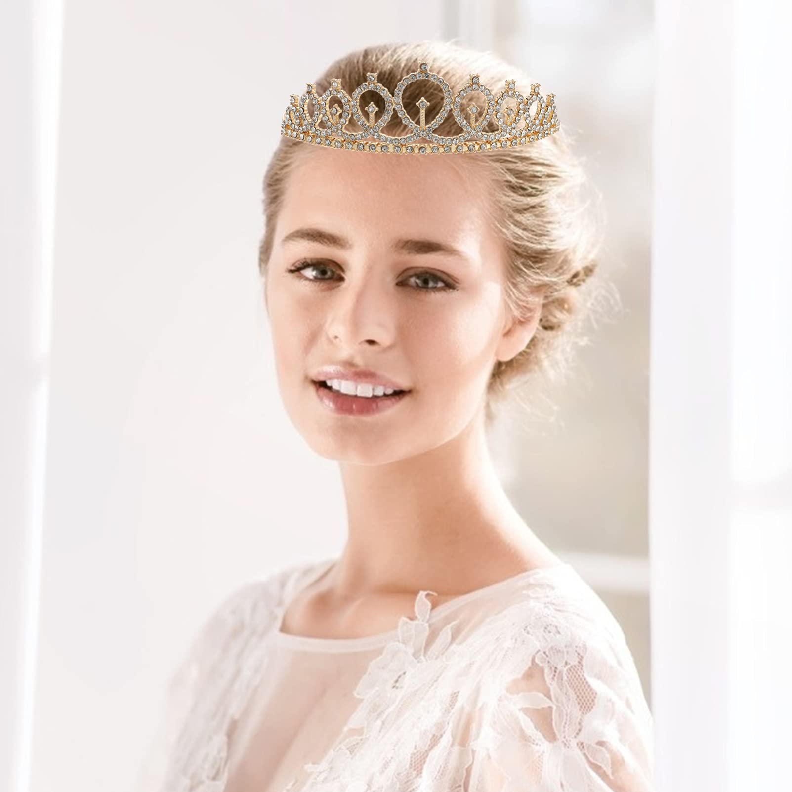 OHPHCALL Bridal Tiara Crown - Rhinestone Wedding Headpiece for Women & Girls, Baroque Crystal Alloy Princess Tiara for Brides, Flower Girls, Birthday Parties & Special Occasions