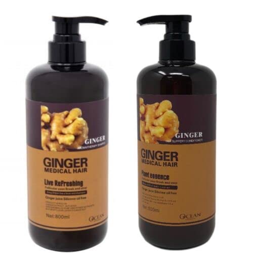 GINGER Medical Shampoo & Conditioner Set for Hair Growth - 2.2lb (27 fl oz) - Sulfate-Free Treatment for Thinning Hair & Scalp Care - Perfect for Daily Use at Home or Salon