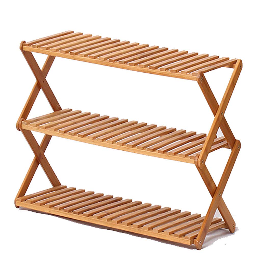 Foldable Reinforced Shoe Rack - Multi-Layer Solid Wood Shoe Storage Tower with High Load-Bearing Capacity (Natural, 50x28x41cm) - Perfect for Bedroom Closet Organization & Entryway Shoe Storage