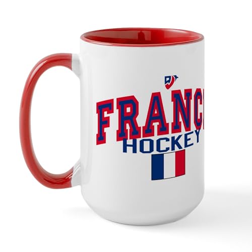 White/Red Inside - FR France Hockey Large Mug