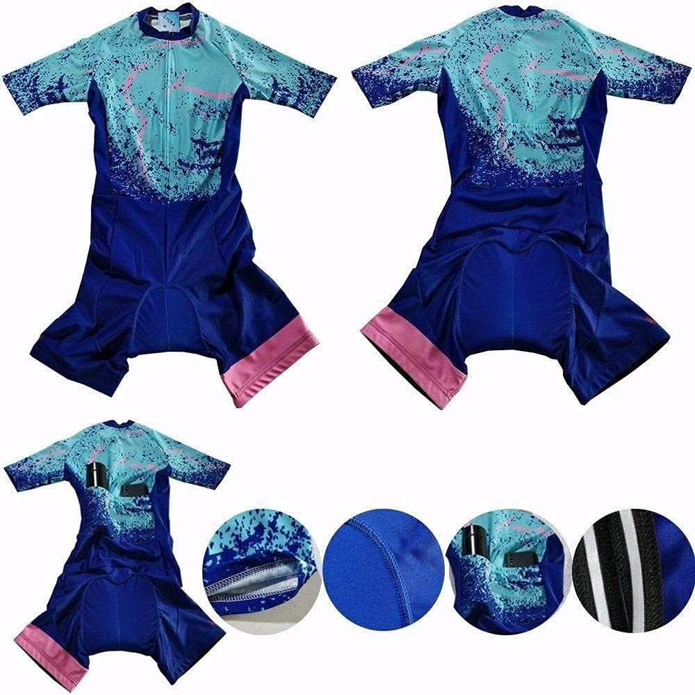 CYTSH Women's Triathlon Cycling Suit - Long Sleeve Bike Jersey & Padded Shorts Set - High Performance Gel Padded Bicycle Outfit for Road Racing, Training & Outdoor Sports
