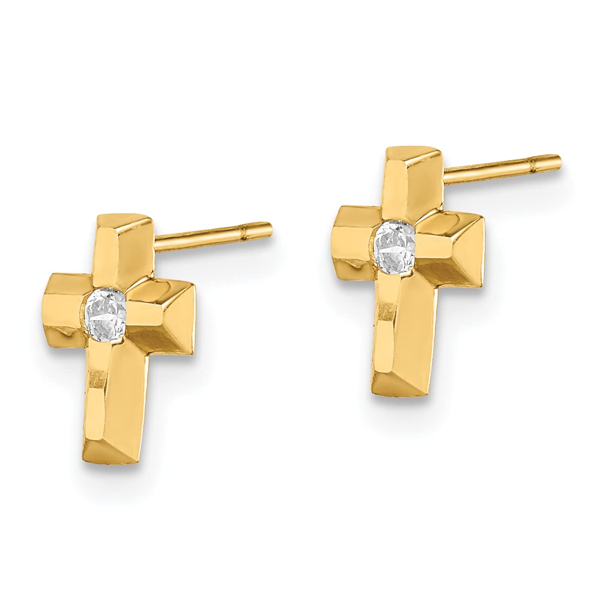 14K Gold Madi K CZ Cross Post Earrings for Women – Hypoallergenic Stud Earrings for Everyday Wear, Gift for Her, Church, Wedding & Special Occasions