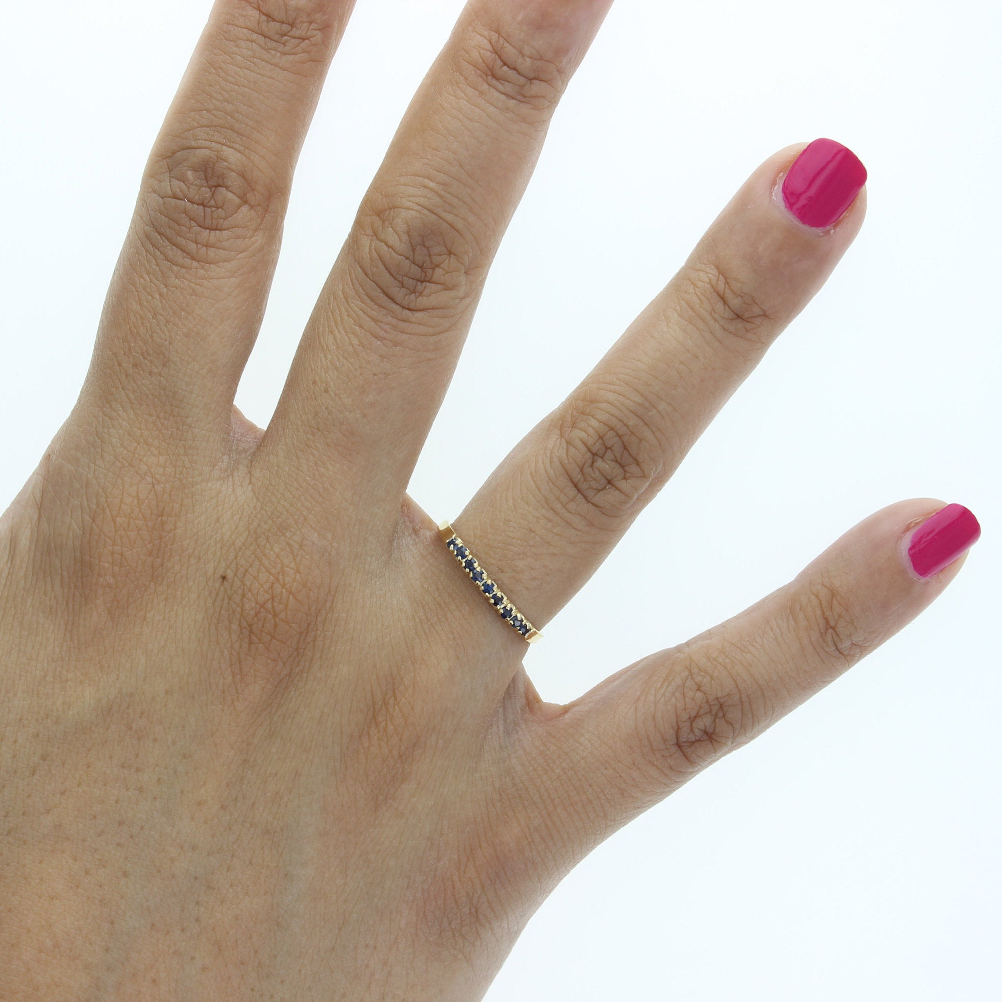 14K Yellow Gold Sapphire Stackable Ring for Women - Elegant Layering Jewelry for Everyday Wear, Gift Giving & Special Occasions