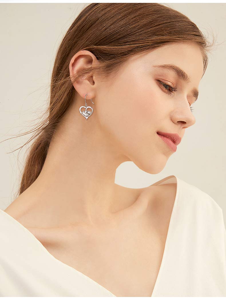 Yearace 925 Sterling Silver Sea Otter Dangle Earrings for Women & Teens - Cute Animal Jewelry Gift for Birthday, Christmas & Everyday Wear