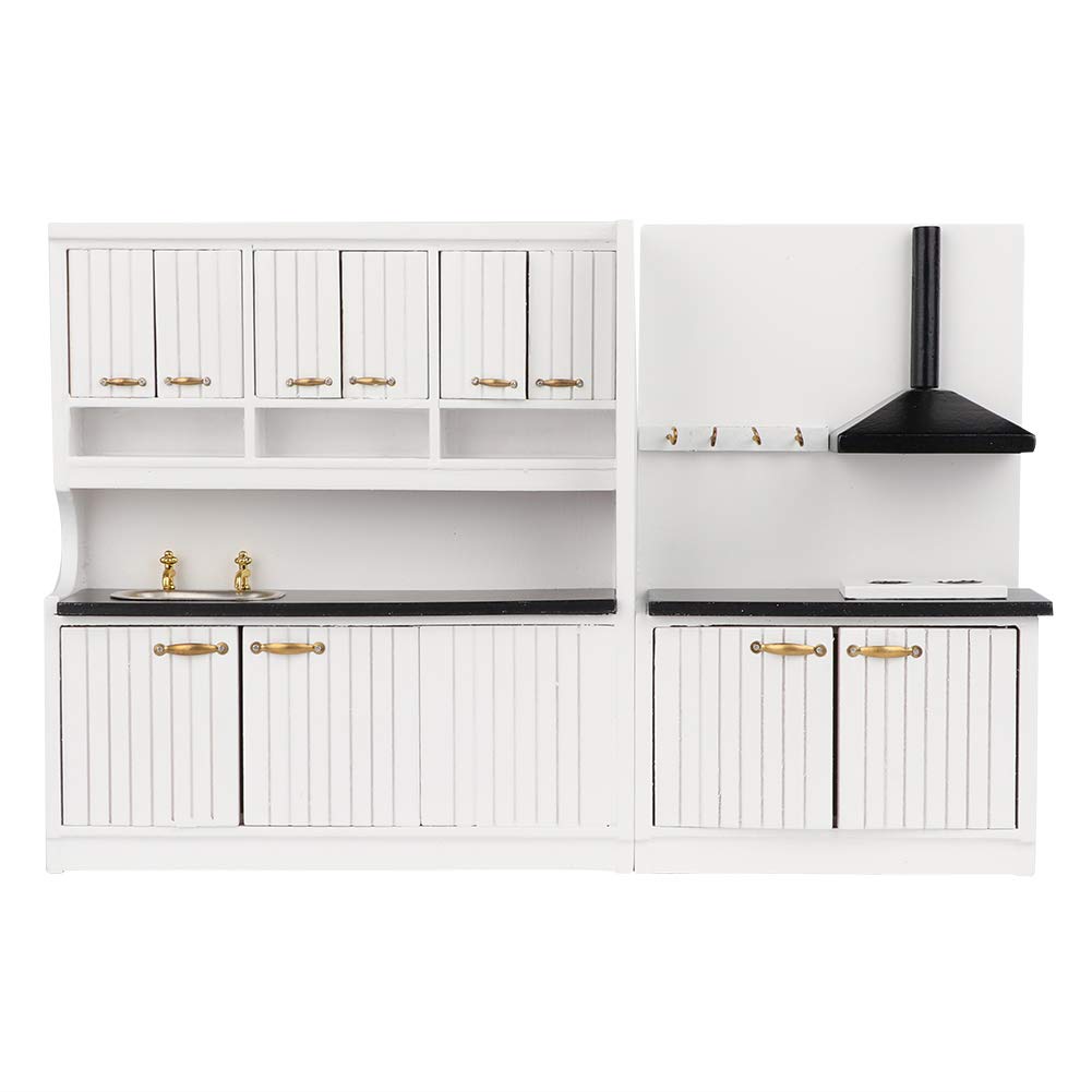 1:12 Scale Miniature Wooden Dollhouse Kitchen Cabinet Set - 2PCS Realistic Wood Cupboards for Dollhouse Furniture Accessories | Perfect for DIY Dollhouse Decor, Miniature Displays & Collectors