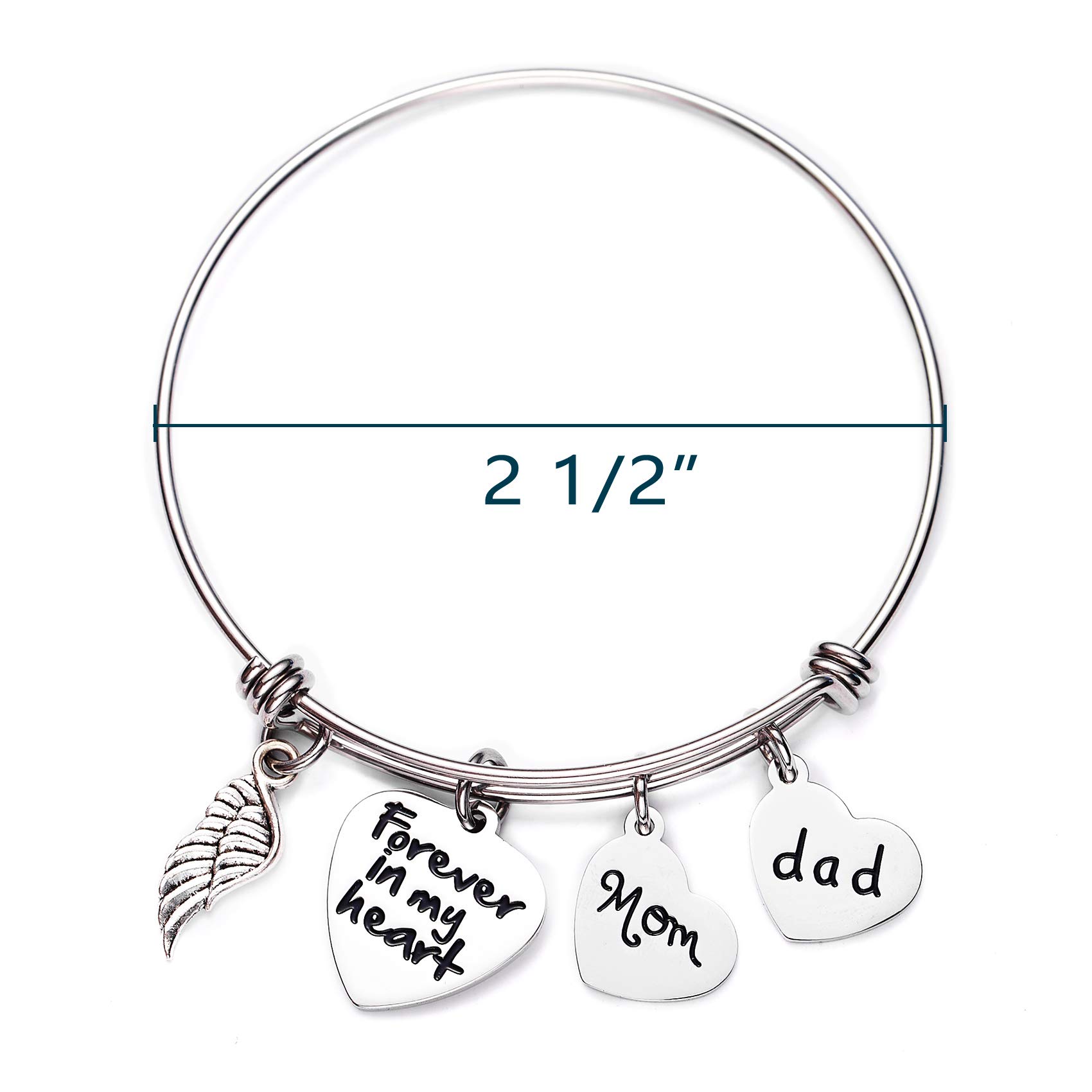 LParkin Sympathy Bracelet - Memorial Jewelry for Loss of Mother or Father, Bereavement Gift for Daughter, Angel Wind Charm Bangle to Remember Loved Ones | Perfect for Funerals, Memorial Services & Healing Process