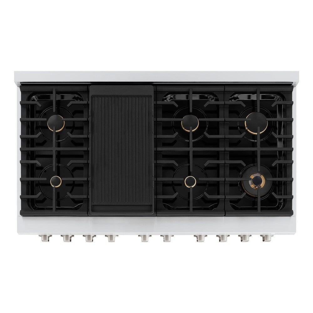 ZLINE 48-inch Stainless Steel Dual Fuel Range with 8 Brass Burners - 6.7 cu. ft. Double Oven (Model SDR BR 48) | Professional Kitchen Appliance for Home Chefs & Entertaining