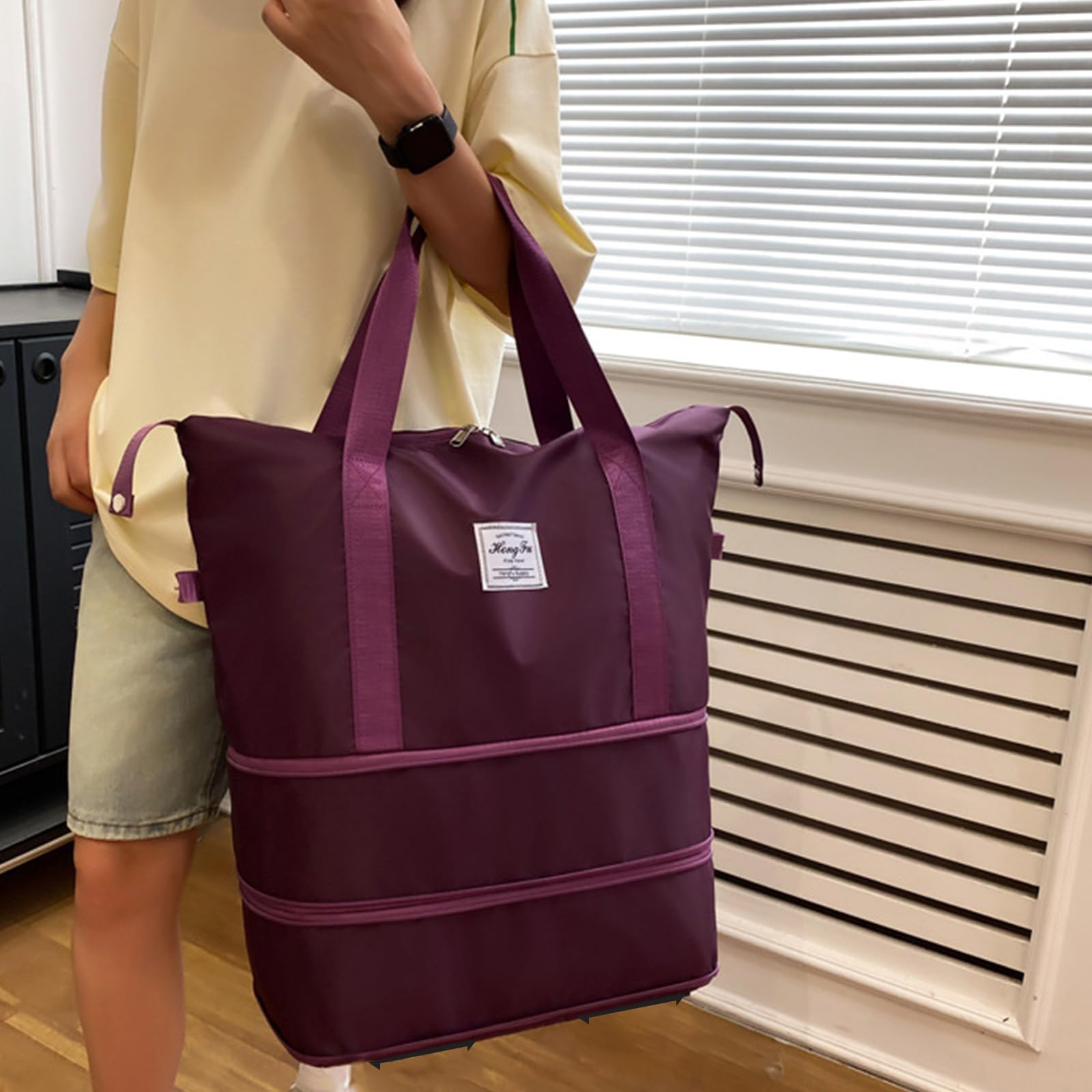 Expandable Rolling Duffle Bag with Detachable Wheels - Foldable Travel Luggage Carry-On for Weekend Trips & Gym (Fuchsia) - Perfect for Air Travel, Business Trips & Sports Equipment Storage