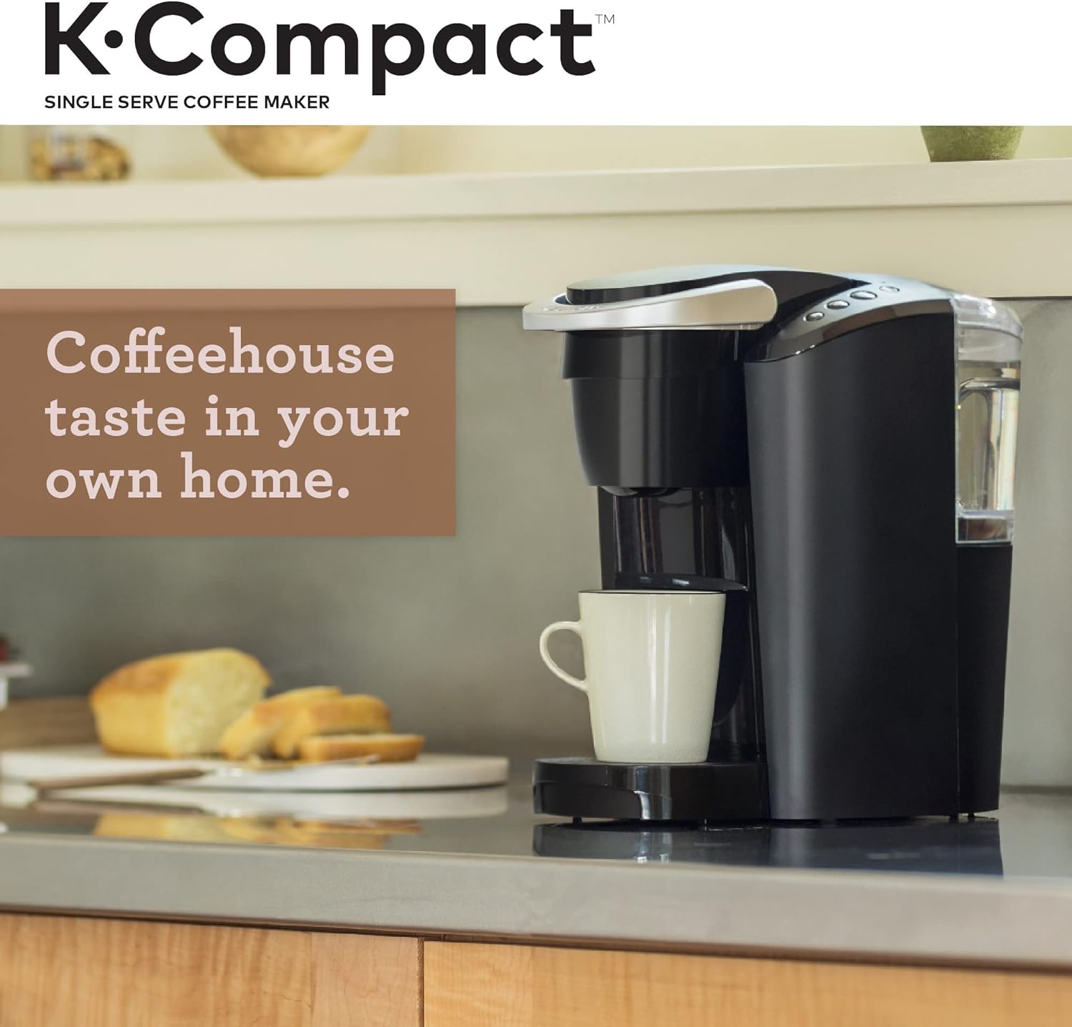 Keurig K Compact Single Serve K-Cup Coffee Maker - Fast Brewing, 3 Cup Sizes, Black (Renewed) | Perfect for Home, Office & Small Spaces | Smart Saver Coffee Machine