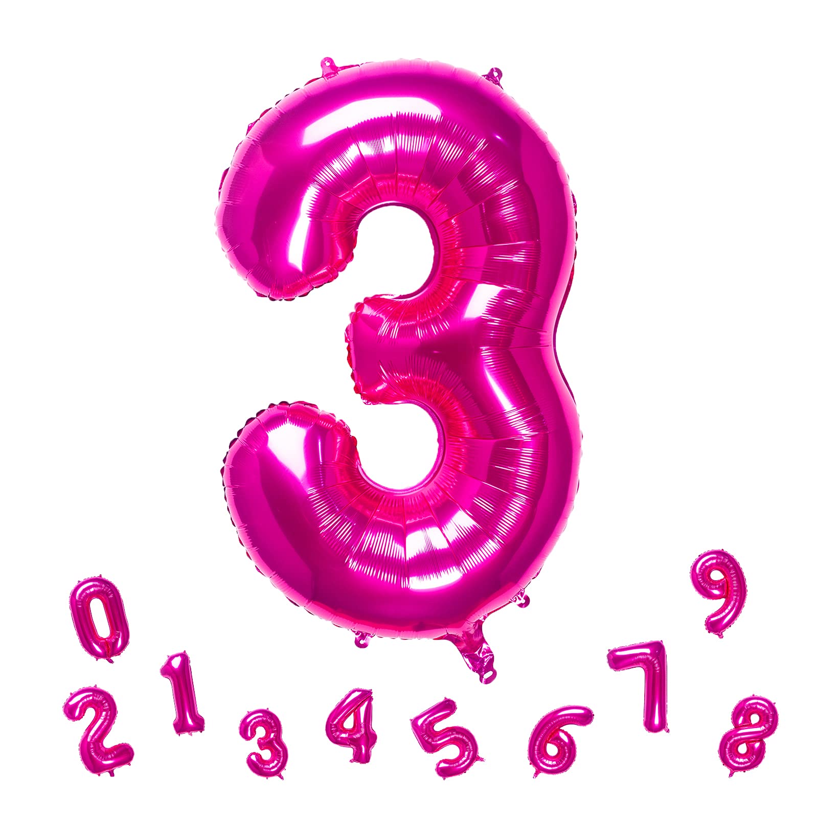 32 Inch Pink Number 3 Foil Balloon - Large Metallic Birthday Party Decorations for Girls, Baby Showers, Anniversaries & Celebrations - Perfect for Photo Backdrops, Cake Tables & Party Centerpieces